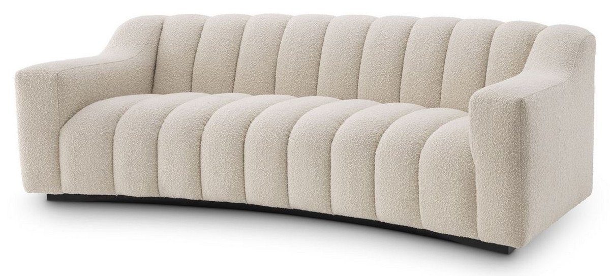 Casa Padrino Sofa Luxus Sofa Creme / Schwarz 234 x 96 x H. 76,5 cm - Leicht  gebogenes Wohnzimmer Sofa - Hotel Sofa - Luxus Qualität | Big Sofas