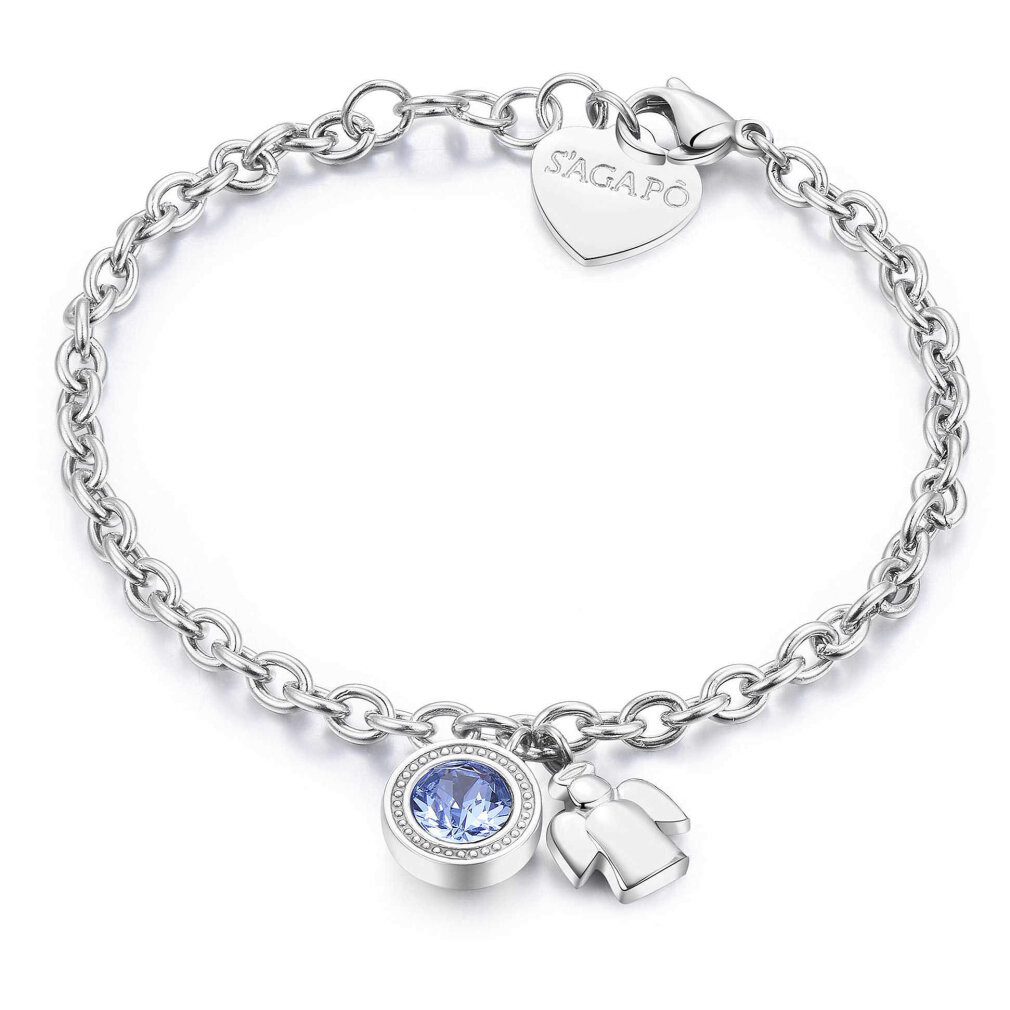 s'agapo Armband Steel bracelet with crystal and angel Lucky Light SKT13
