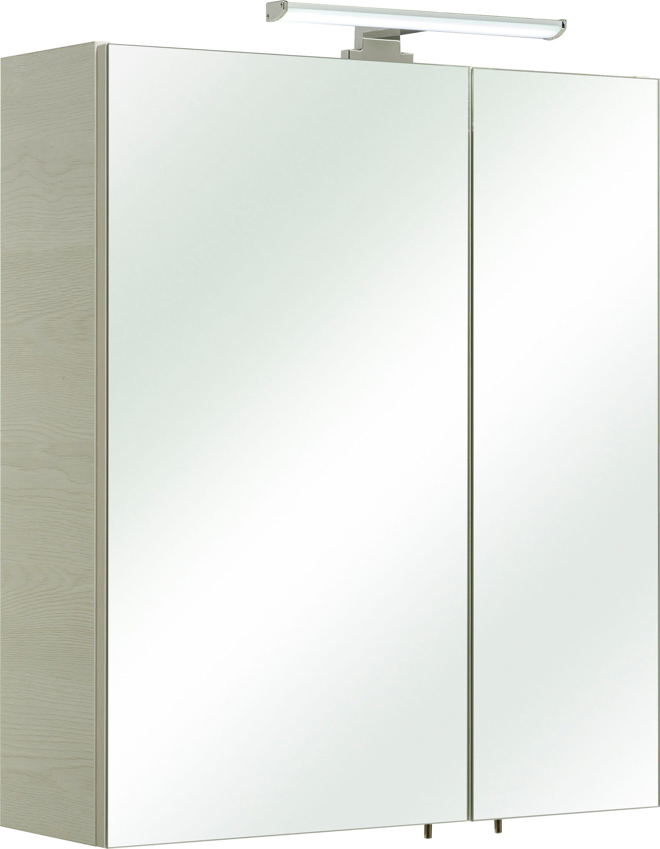 PELIPAL Spiegelschrank 2-türig, 60 Schalter-/Steckdosenbox 936 Breite LED-Beleuchtung, Quickset cm