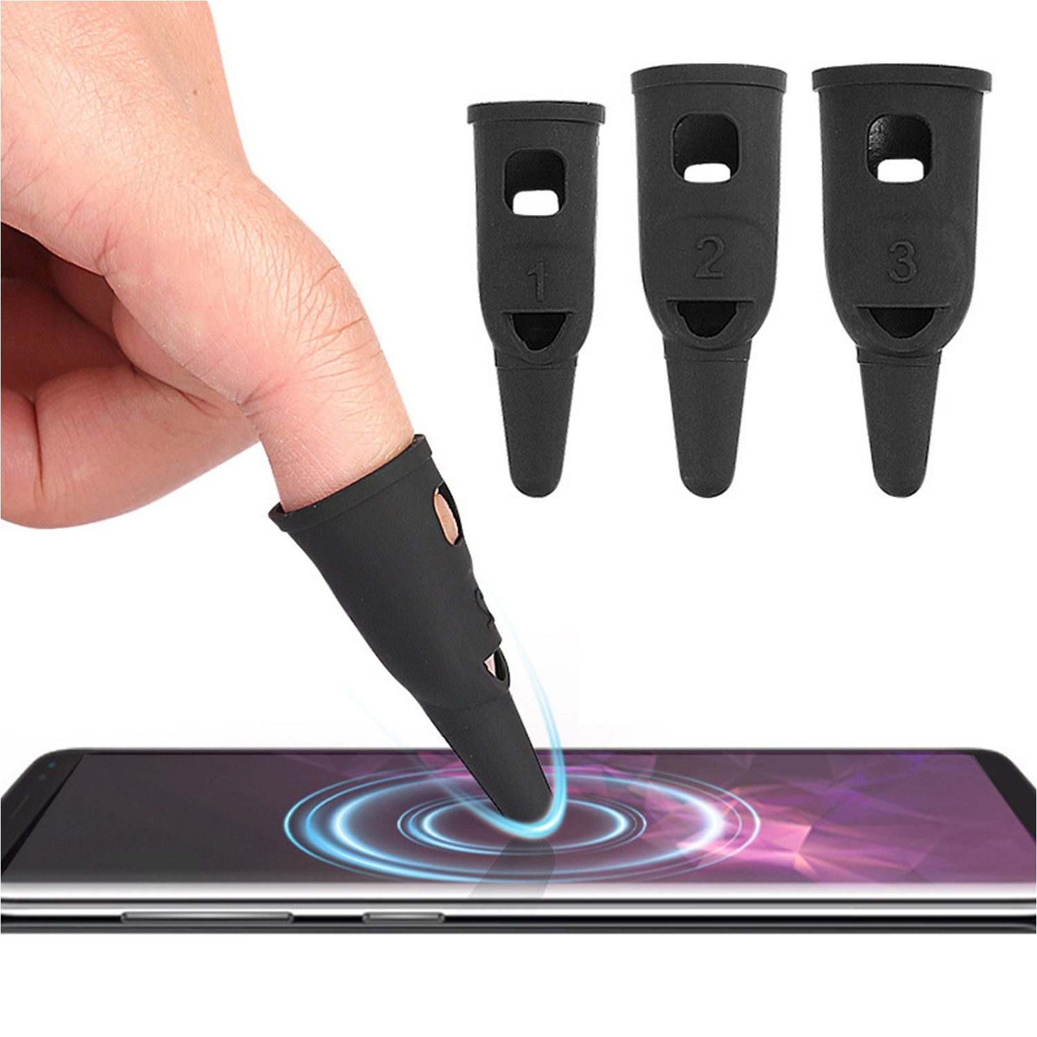 Refttenw Eingabestift Touchscreen-Stift,Schweißfeste Fingerabdeckung für den Bildschirm,3-St