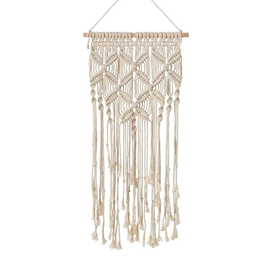 BOLTZE Wanddekoobjekt Haliya 44 x 128 cm, Cremeweiß Baumwolle Makramee Wandbehang Hängedekoration