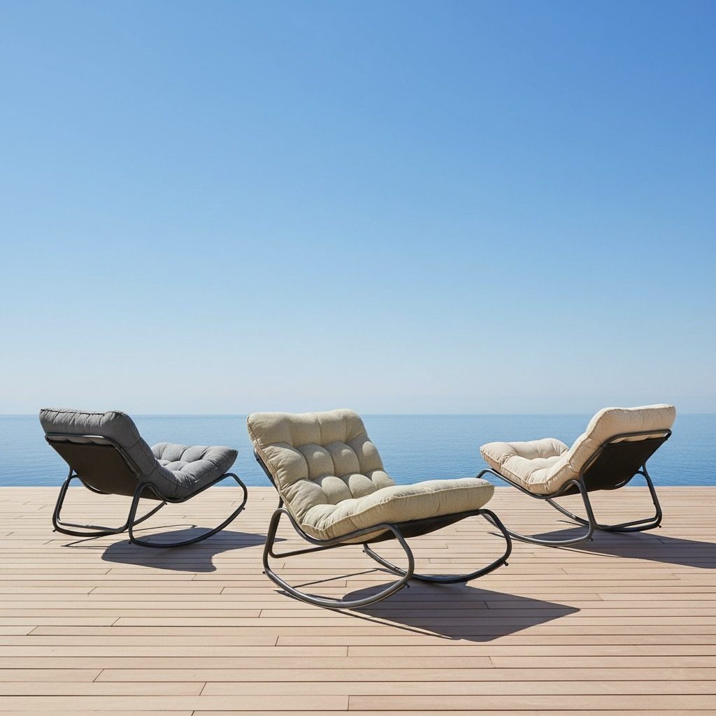 CASA DOMA Gartenlounge-Sessel Paola, Schaukelstuhl, Schaukelsessel für Balkon, Garten, Terrasse (Outdoor-Sessel, inkl. Auflage), Schaukelfunktion, 10cm dicke Polster, Textilgewebe, Stahlgestell