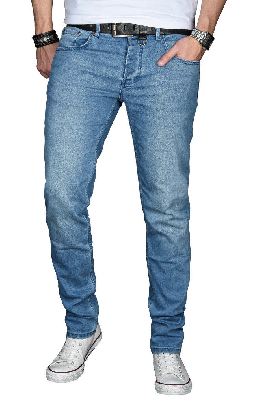 Salvarini 2% Jeans Slim hellblau Alessandro ASMinero Fit Straight-Jeans Elasthan mit