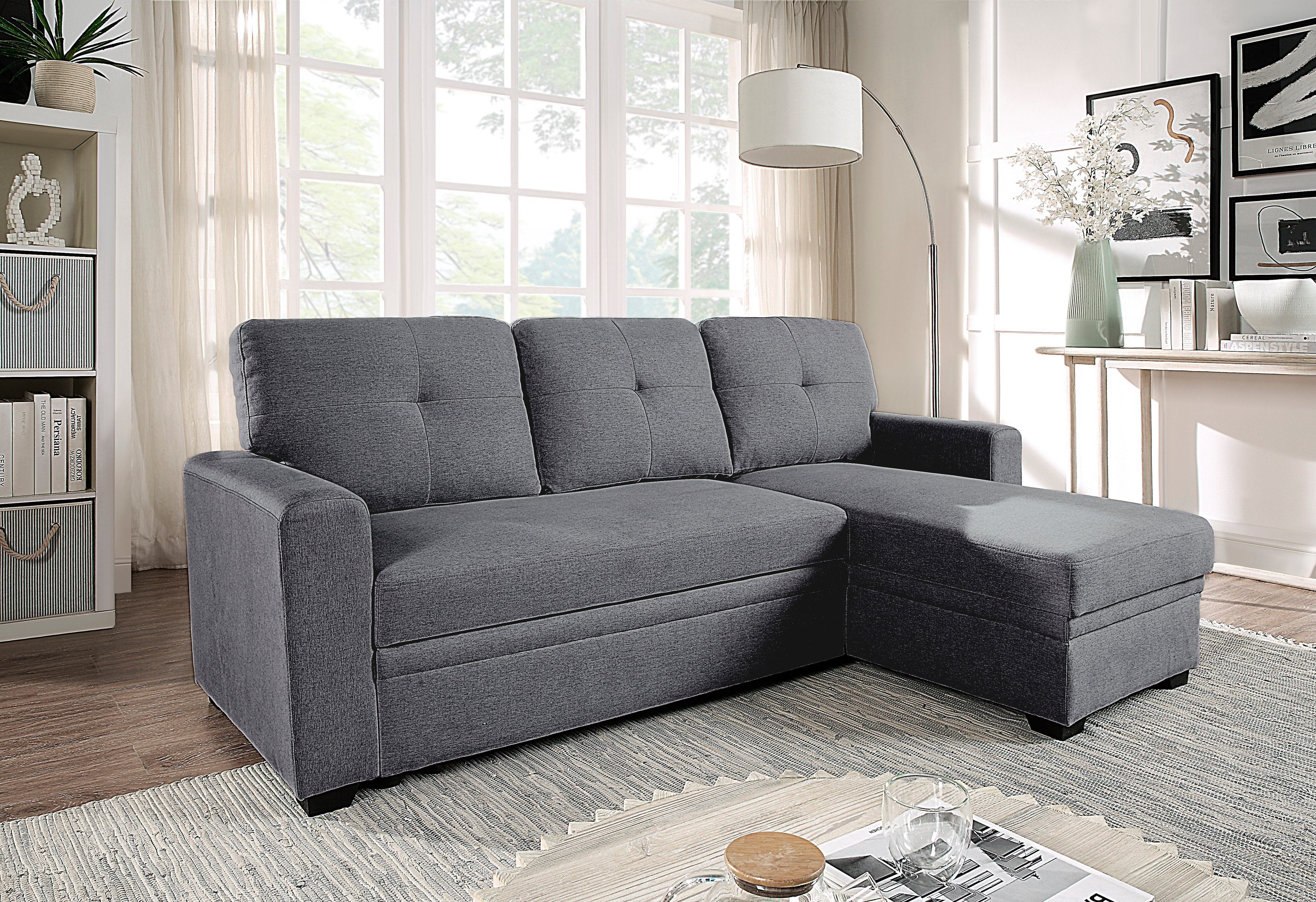 ATLANTIC home collection Schlafsofa Gerrit L-Form, Schlafsofa, mit Bettkasten, Recamiere rechts oder links montierbar, Schlaf Couch