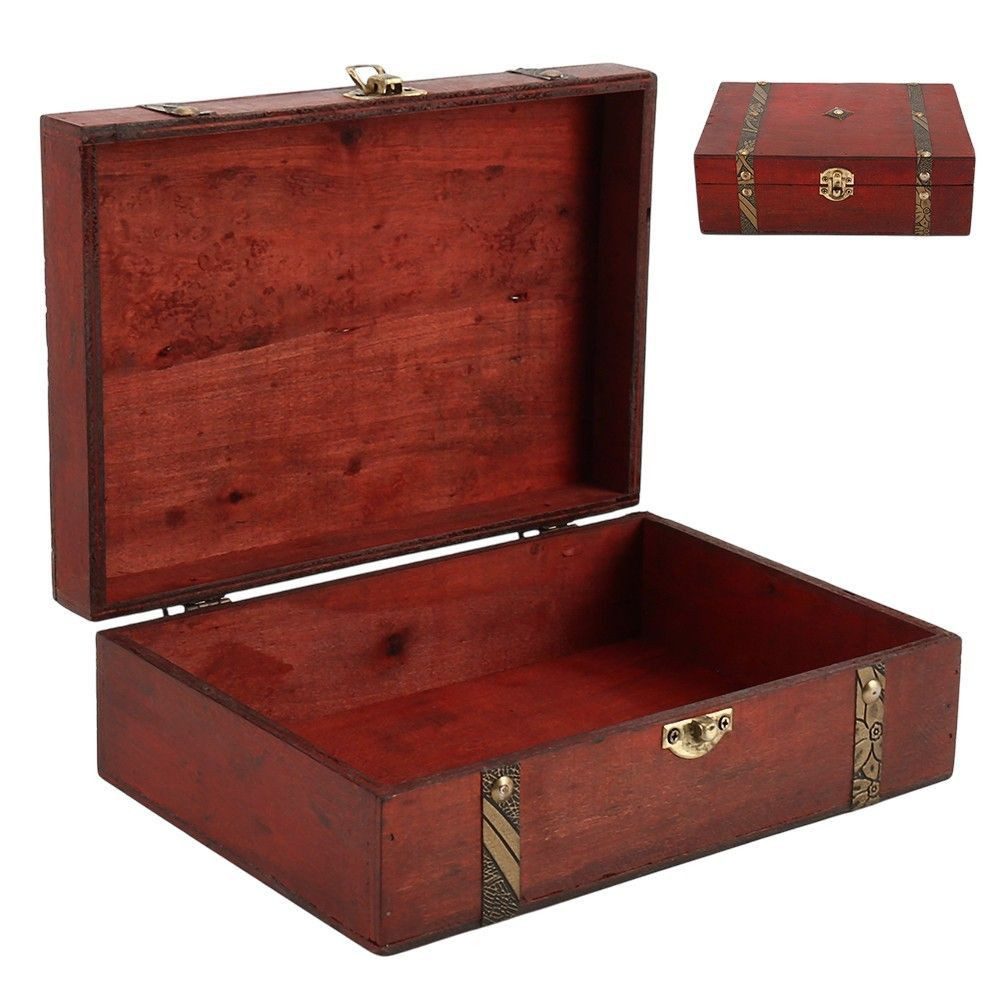 Schmuckkasten Holz Schmuckbox Vintage Schatztruhe Aufbewahrung Geschenk DE.