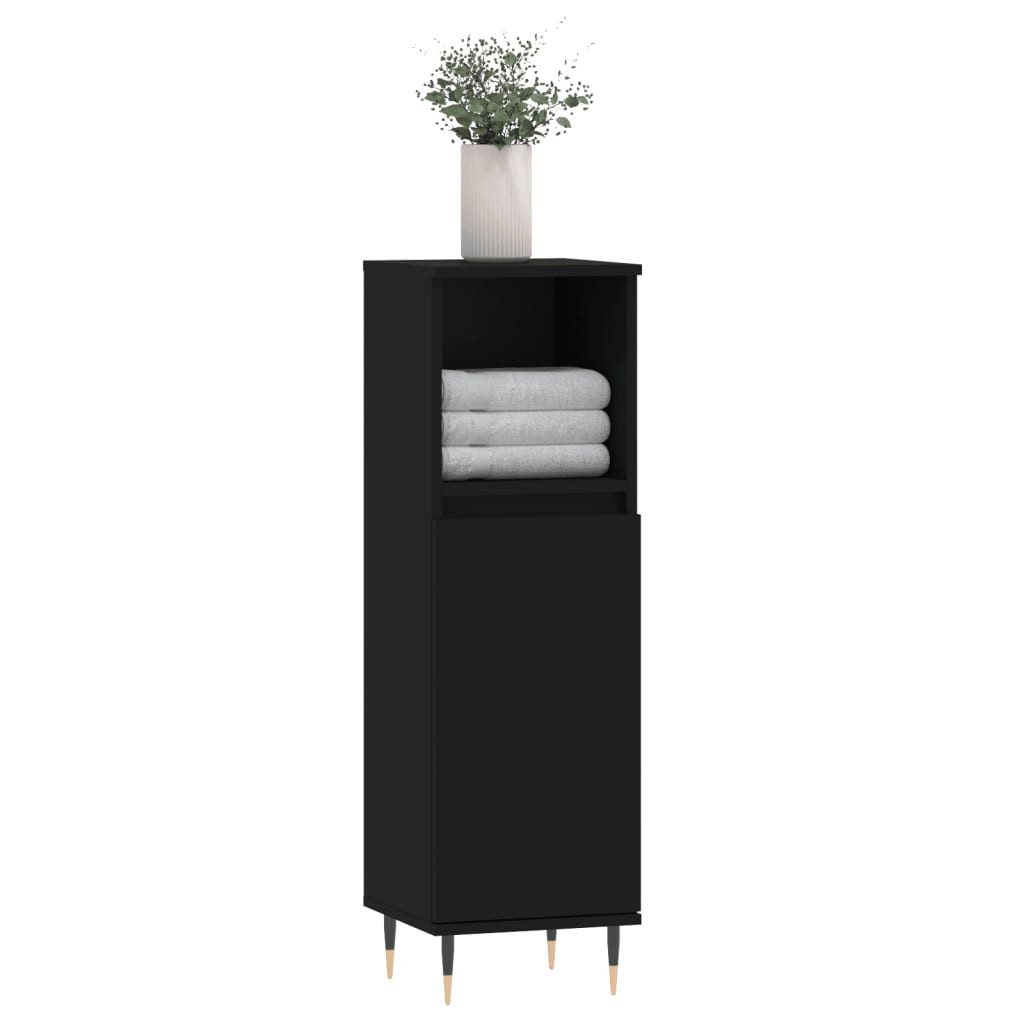 vidaXL Midischrank Badschrank Schwarz 30x30x100 cm Holzwerkstoff (1-St) günstig online kaufen