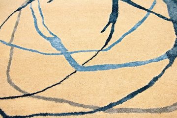 Wollteppich Designer Teppich handgetuftet gelb, morgenland, rechteckig, Höhe: 18 mm