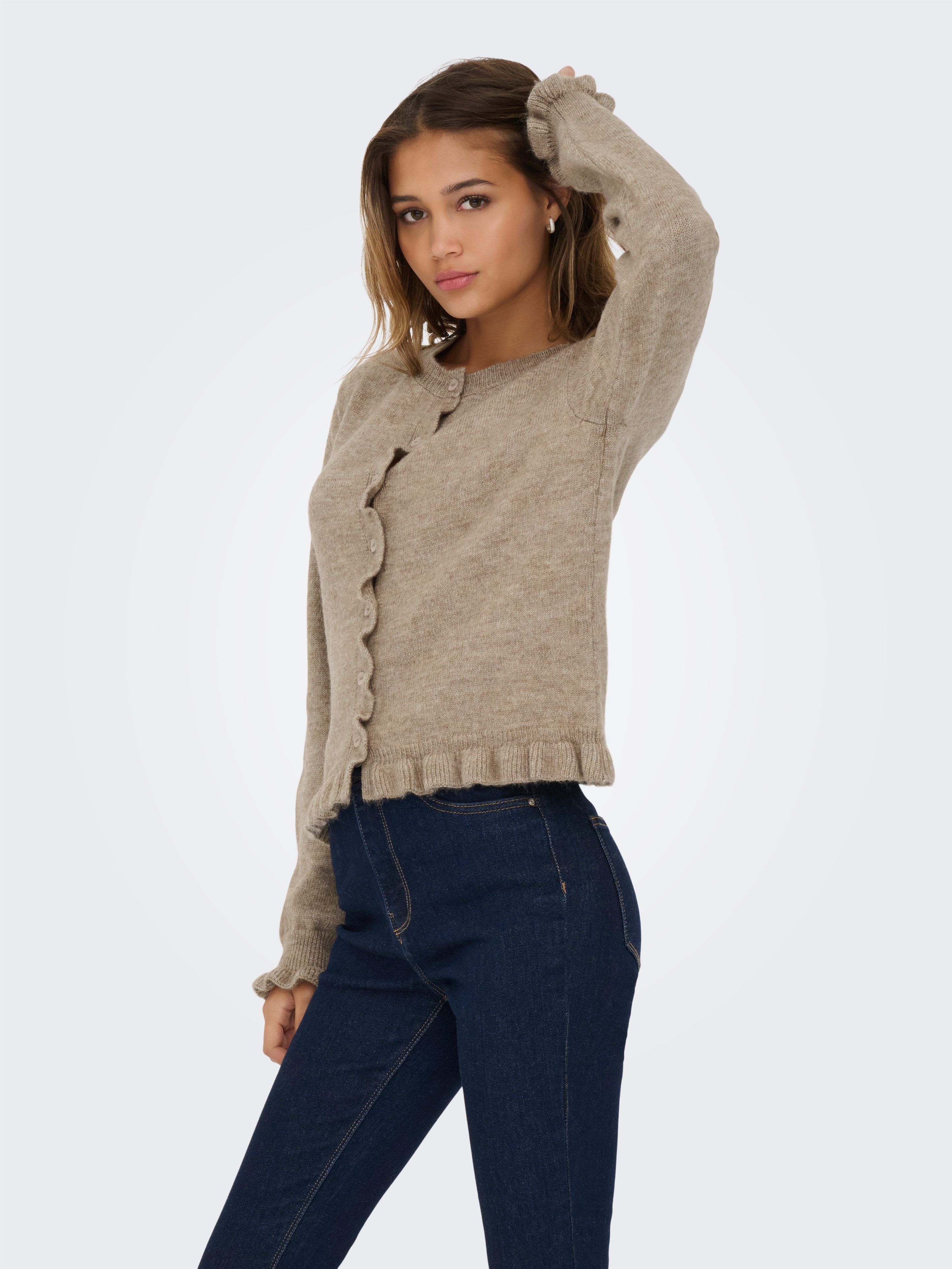 JDY Strickjacke JDYLETTY L/S ON FRILL CARDIGAN KNT NOOS