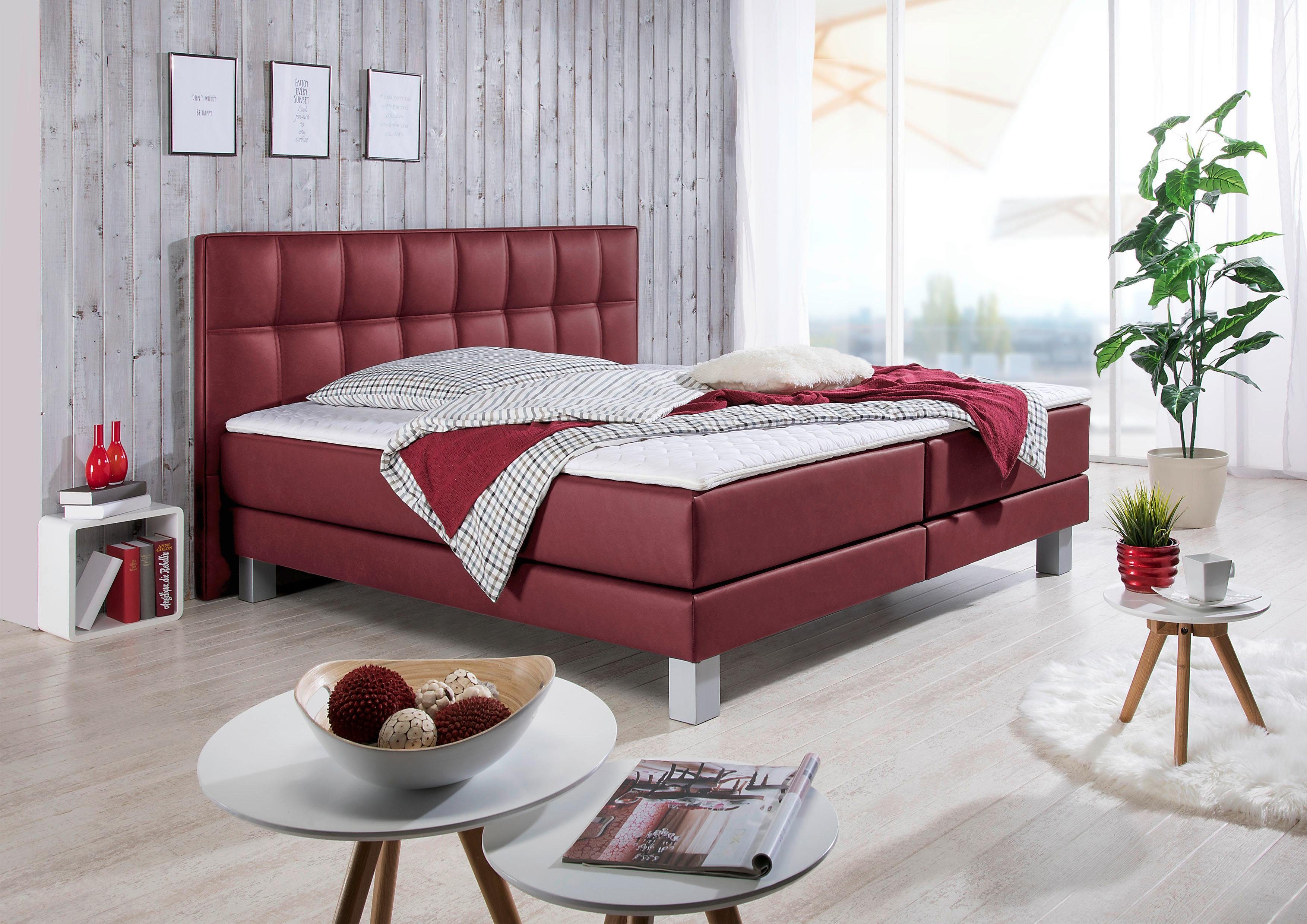Home affaire Boxspringbett Tavira, in 4 Breiten, 4 Farben und 3 Matratzenarten, incl. Topper