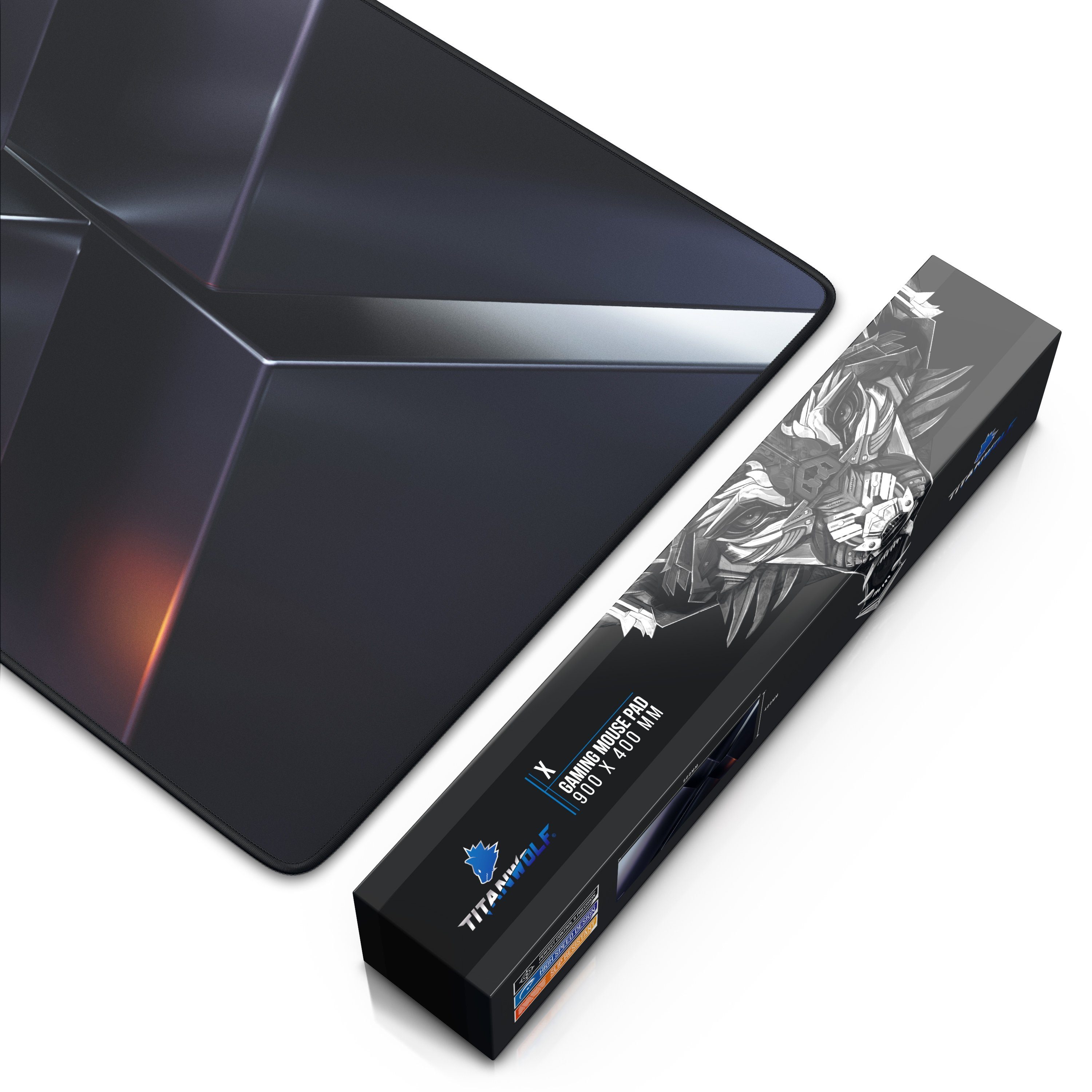 Titanwolf Gaming Mauspad XXL Speed Mousepad 900 x 400 x 3 mm, große Tischunterlage, rutschfest, abwaschbar, Geschwindigkeit & Präzision, X Motiv