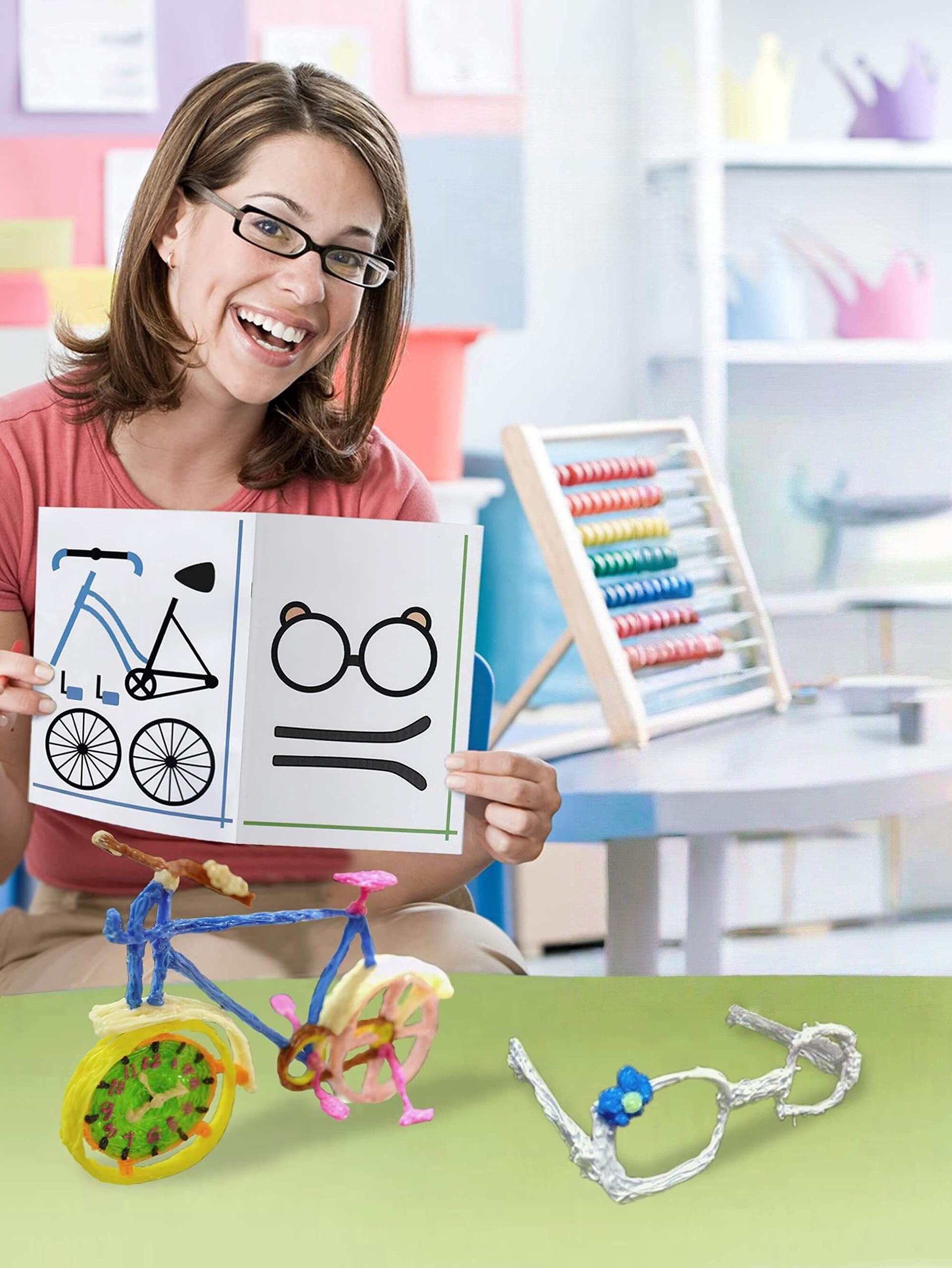 FOUORTUNATE-BEE Malbuch 3D-Stift Zeichenbuch mit 40 Vorlagen & transparenter Platte, Mal- & Doodle-Schablonenbuch für 3D-Stift Kreativprojekte