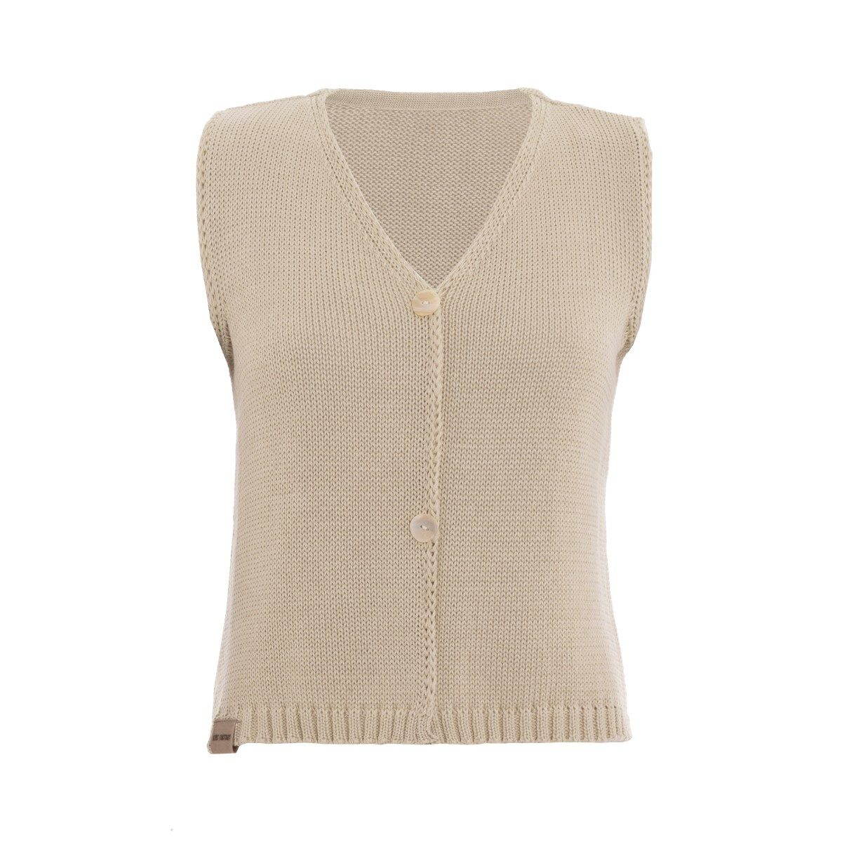 Knit Factory Strickweste Lumi Leinen 40 42 Braun 40/42 (1-tlg) Modell Lumi, für Frühjahr, Sommer