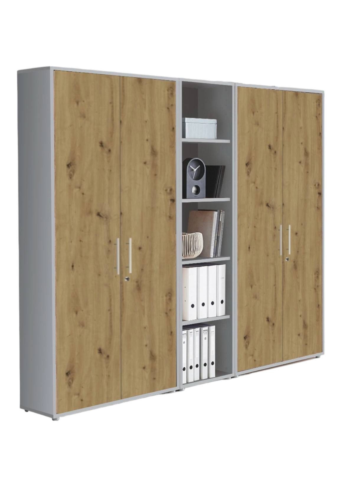 BMG Möbel Aktenschrank Büromöbel Office Edition 10 (Aktenschrank Regal Set, besteht aus 2x Aktenschrank und 1x Regal) mit viel Stauraum, abschließbar
