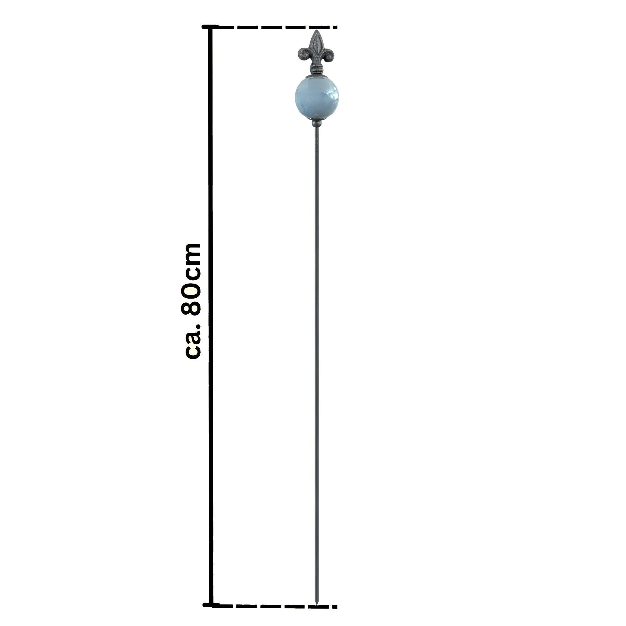 naninoa GmbH Gartenstecker Metall Stecker französische Lilie Gartenstecker blau HELLBLAU 80cm