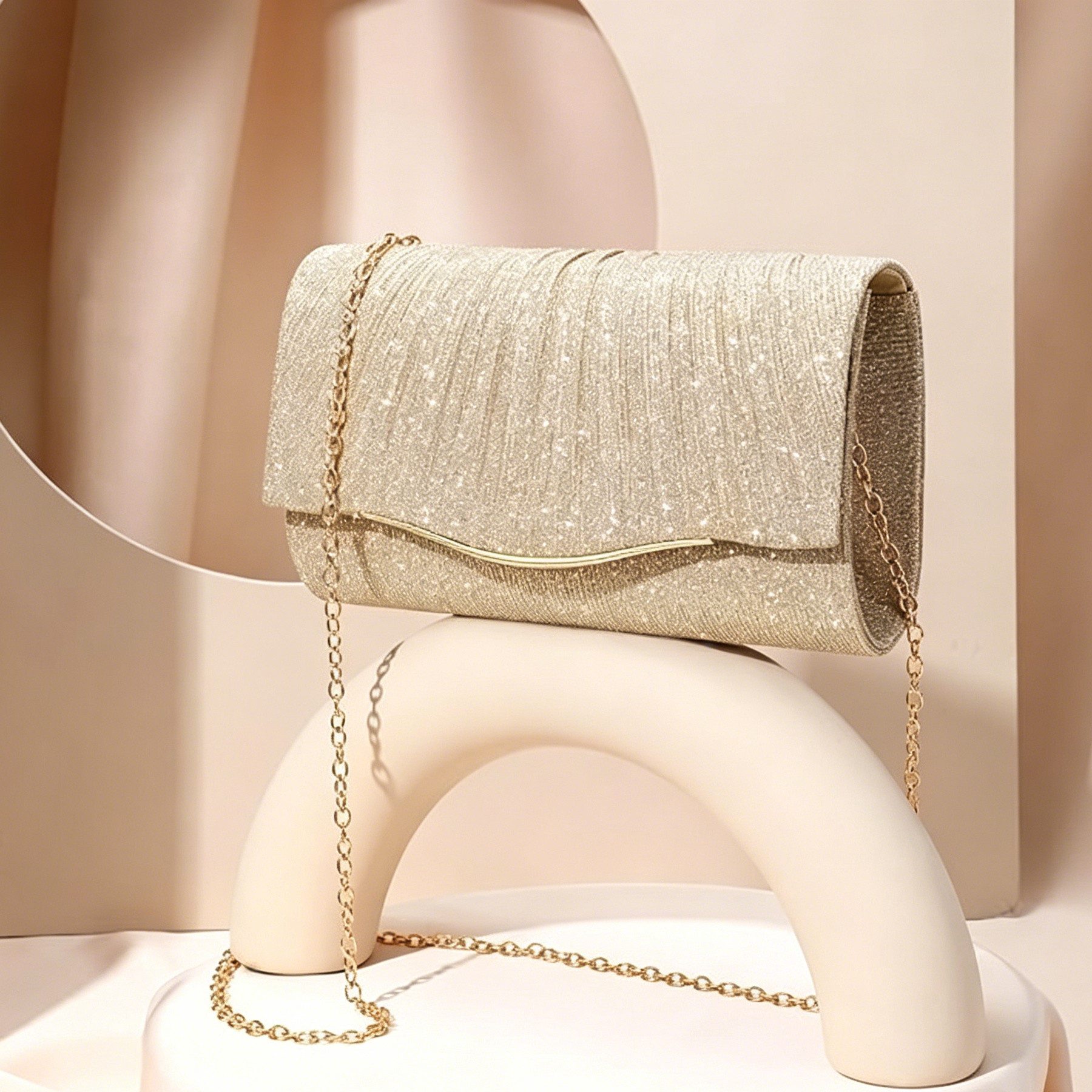 Keyura Abendtasche Damen Clutch Abendtasche Elegant mit Abnehmbarer Kette (Umschlagtasche Handtasche, für Hochzeit, Party, Ball, Braut, Cocktail), Festliche Umh – Bild 3 von 5