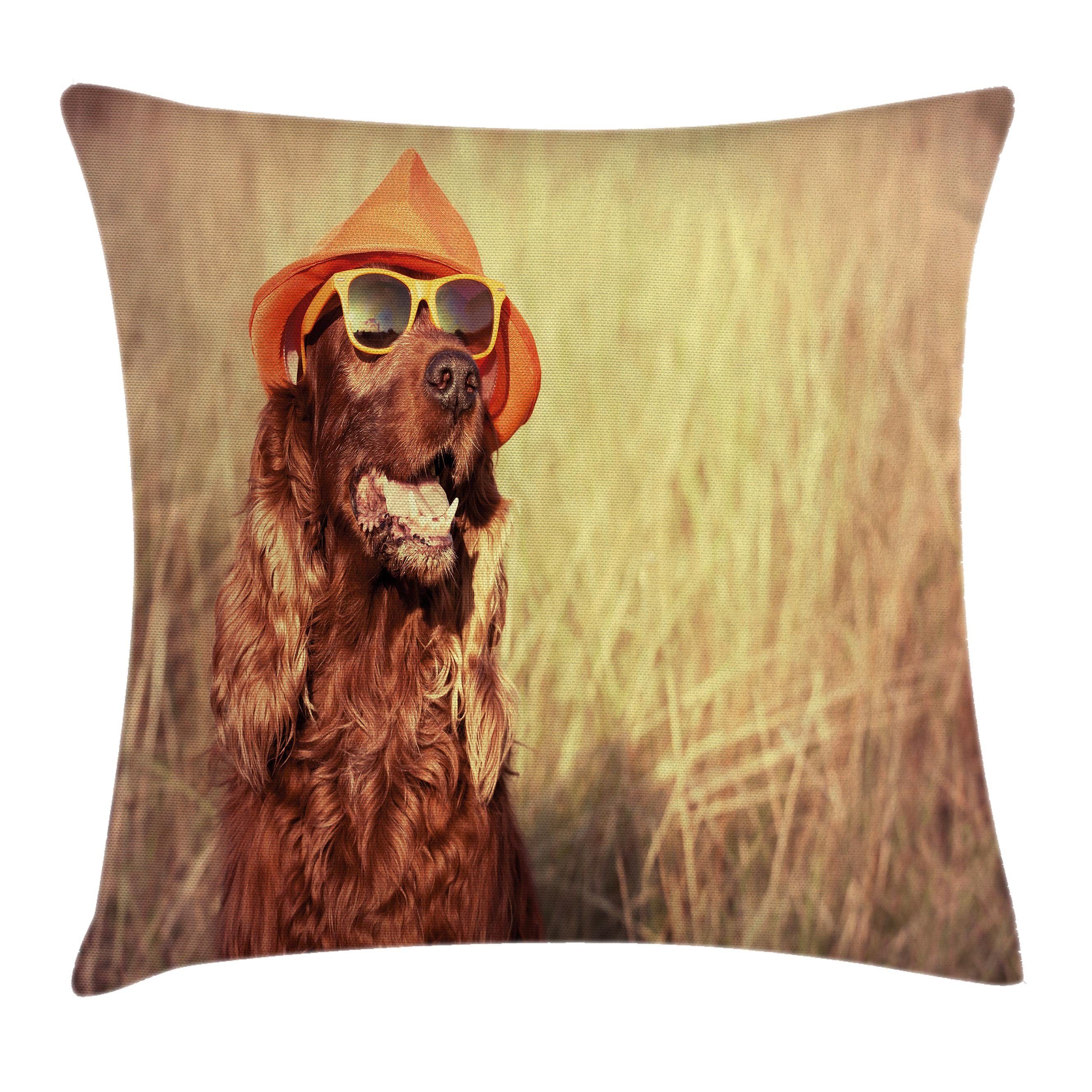 Abakuhaus Hundetragender Farben Waschbar Farbfesten Kissenhülle Hut (1 mit Brille Klaren Reißverschluss Stück), Druck, Tier mit Kissenbezüge Beidseitiger