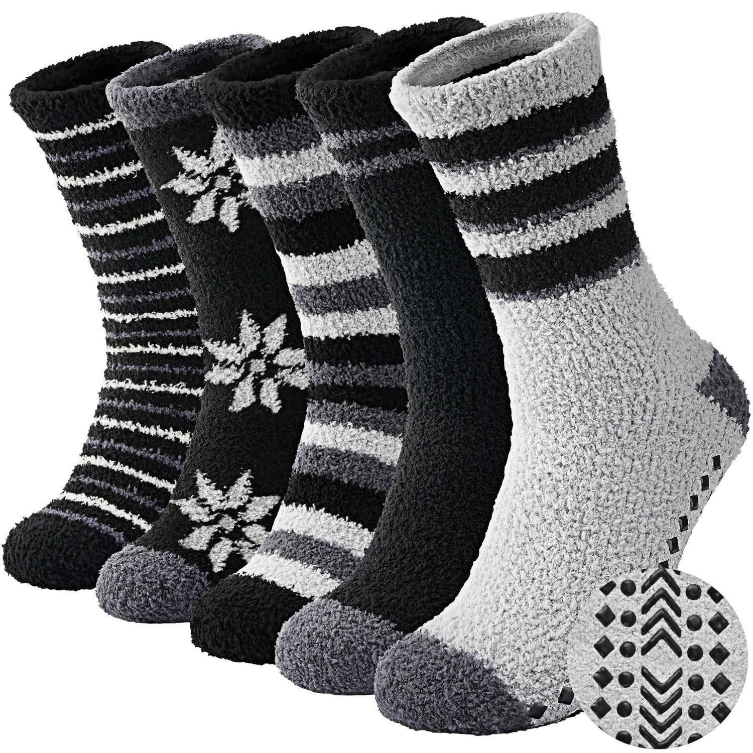 LuxusKollektion Haussocken Kuschelsocken Herren mit Noppen 39-46 Schwarz&Grau