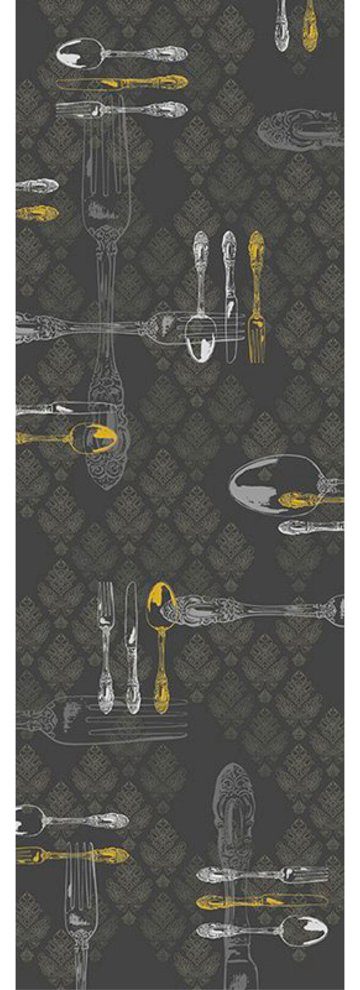 Architects Paper Fototapete Best Silver Dark, (1 St), Tapete Restaurant Schwarz Weiß Panel 1,00m x 2,80m