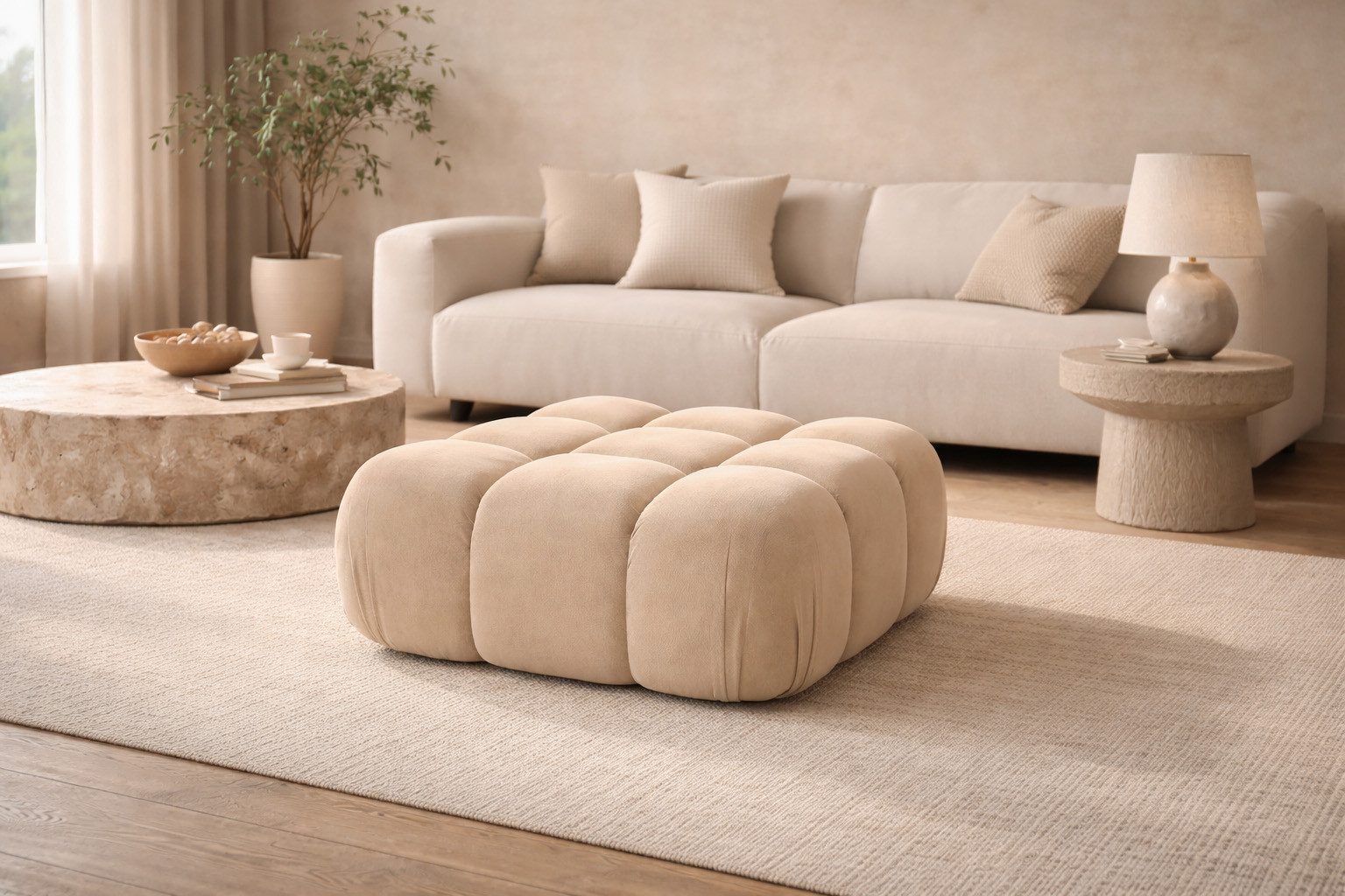 Kaiser Möbel Hocker Modularer für das Wohnzimmer, Samtstoff Salvador, Selia (Hocker, 1 modularer Hocker (Selia), Modernes Design,Hochwertiger Stoff Salvador,Komfortabel gepolstert