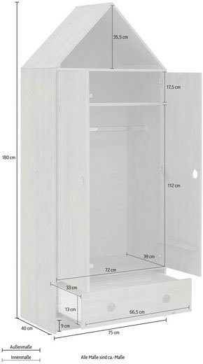 Daybed, Kleiderschrank Jugendzimmer-Set Schreibtisch Lüttenhütt Stauraum (Spar-Set, und in Hausoptik mit 3-St), Alpi, weiß