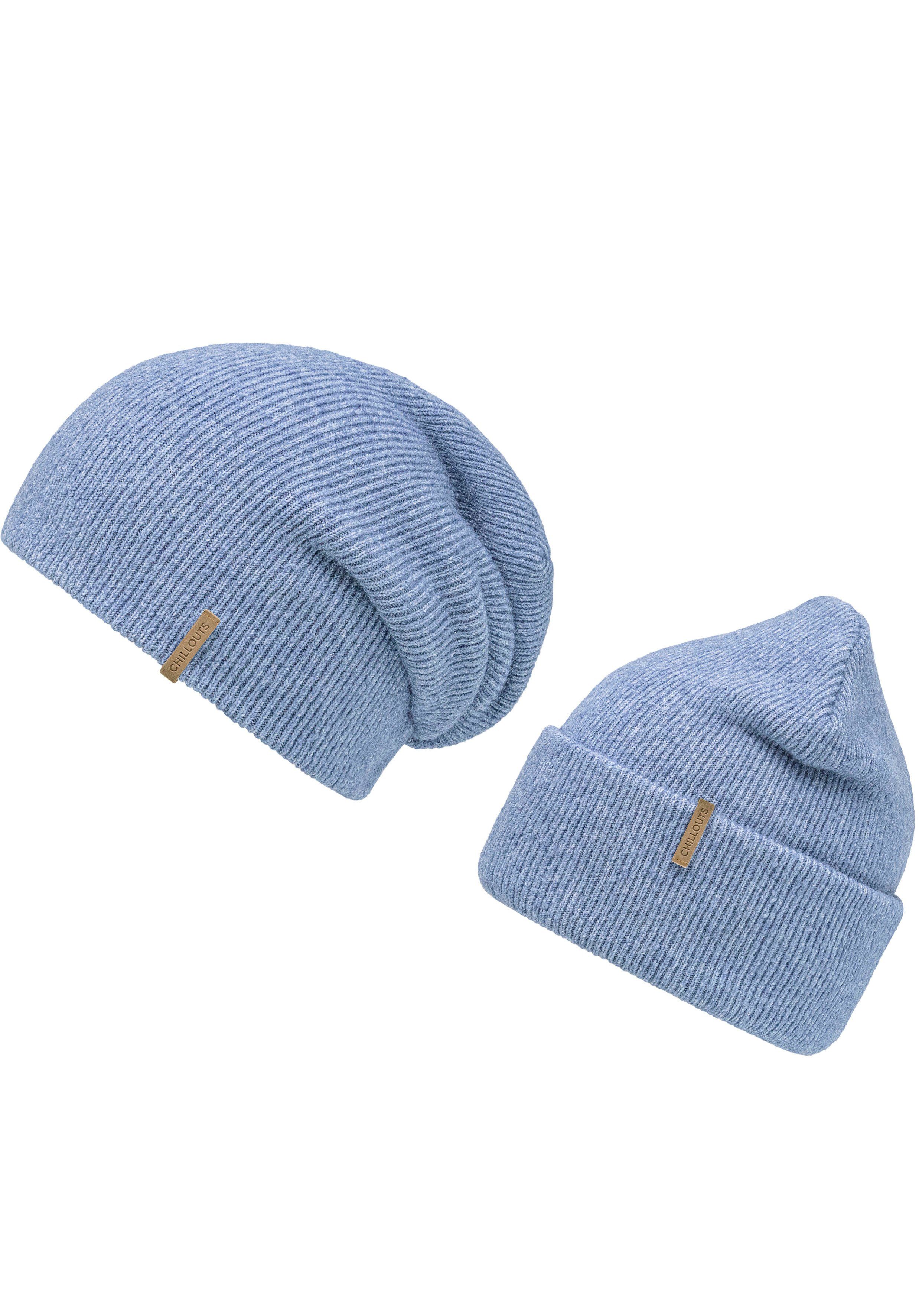 als tragbar oder Umschlag Beanie chillouts Hat Milea blue Beanie Strickmütze als mit