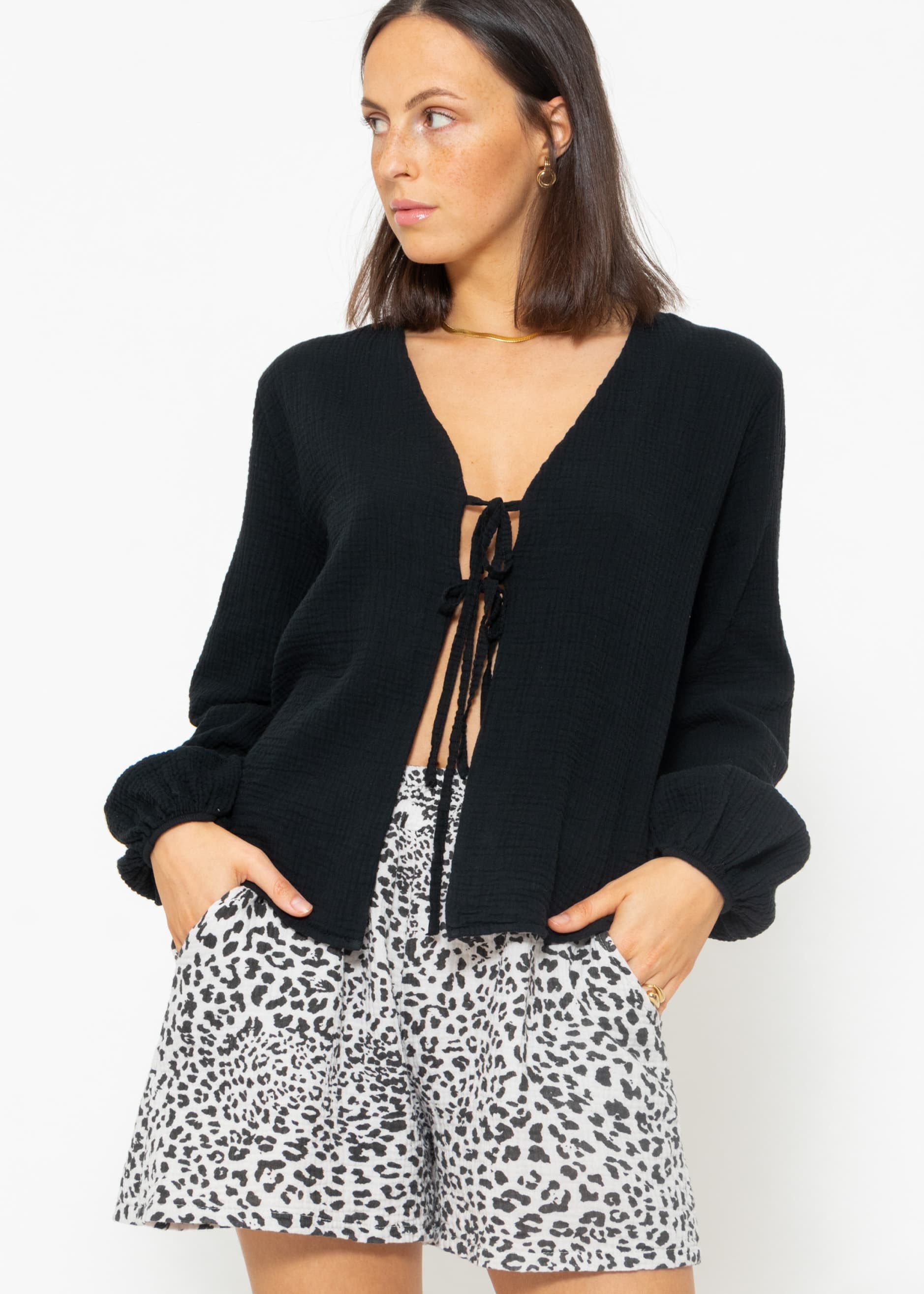 SASSYCLASSY Blusenjacke Oversized Musselin Blusenjacke mit günstig online kaufen