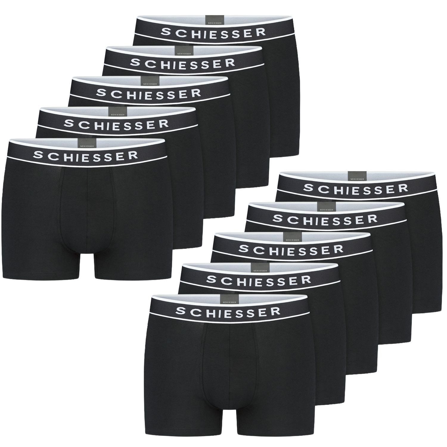 Schiesser Boxershorts 95/5 (Sparpack) farblich abgesetzter, sportlicher Logo-Webgummibund, im 6er Pack