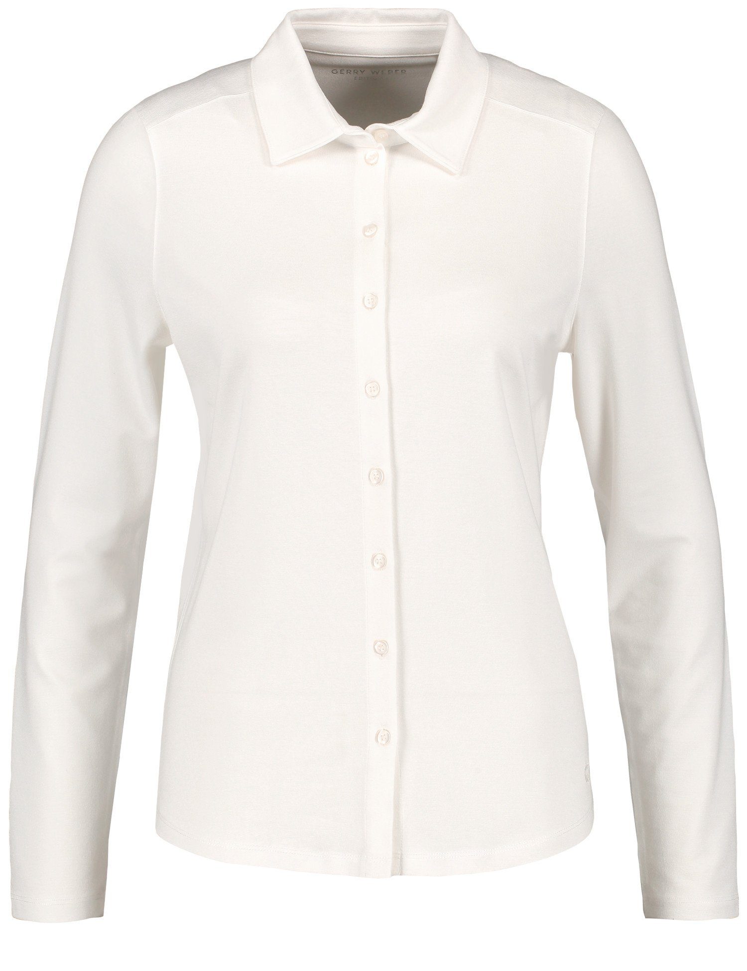 durchgehender Langarm GERRY Knopfleiste Poloshirt Langarm-Poloshirt WEBER Off-white mit