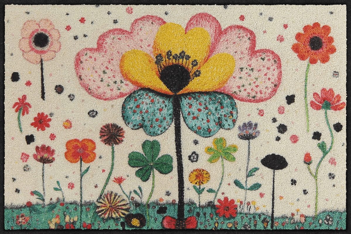 Salonloewe Fußmatte Salonloewe FANTASY FLOWER Fußmatte Wohnmatte 50 x 75 cm, Rechteckig, Höhe: 7 mm, In- und Outdoor, waschbar bei 40° Grad und trocknergeeignet
