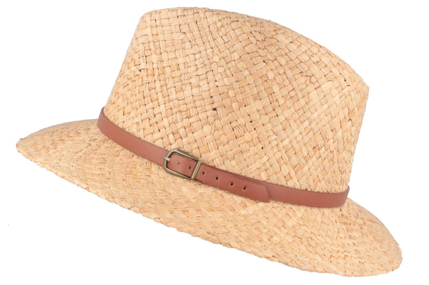 Breiter Strohhut Raffia Strohhut luftig leicht Kunstlederband