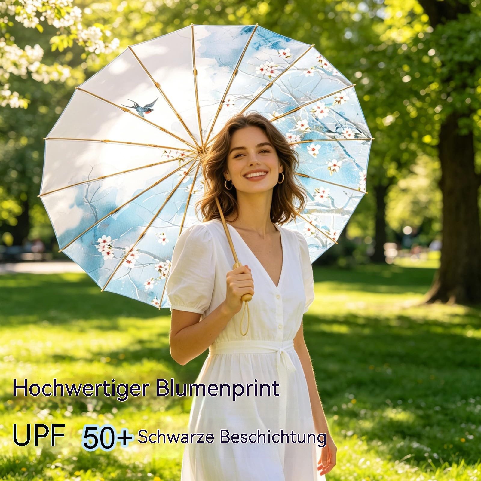 Diwzbyn Taschenregenschirm Klappschirm im Ethno-Stil – ein tragbarer Regenschirm, Spendet Schatten und kann als Kunstwerk dienen.