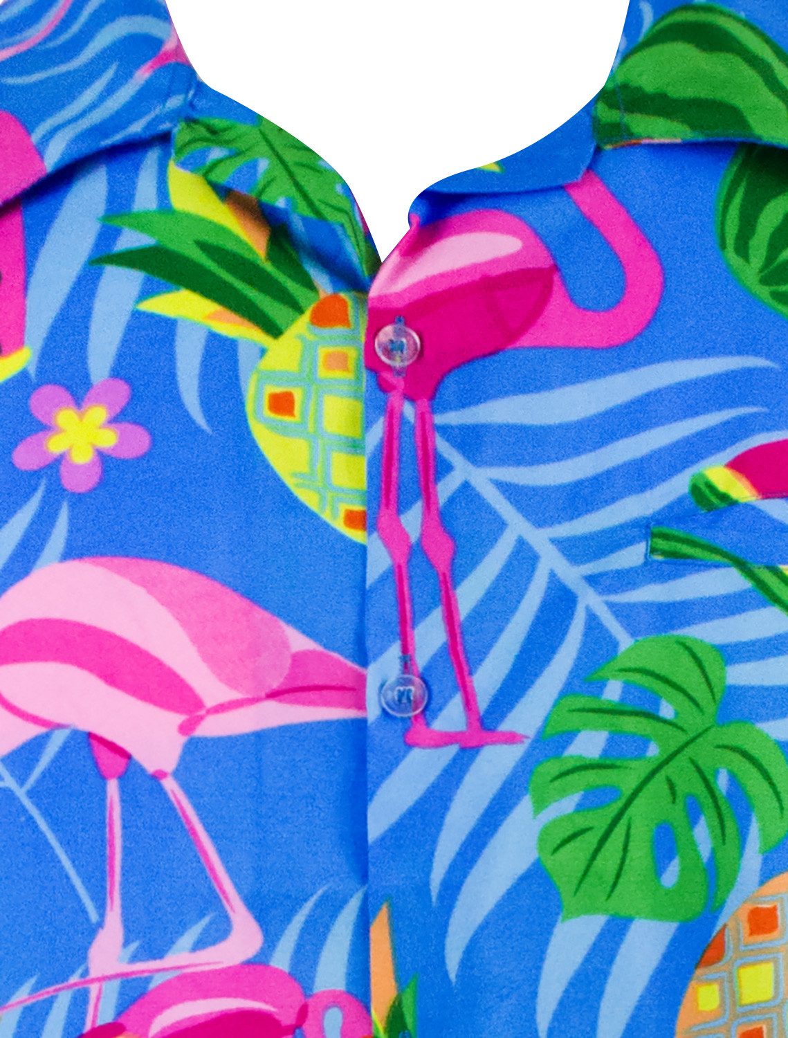 King Kameha Hawaiihemd "Flamingo Melone" Funky Hawaiihemd Herren Kurzarm Fronttasche Stylish – Bild 5 von 5