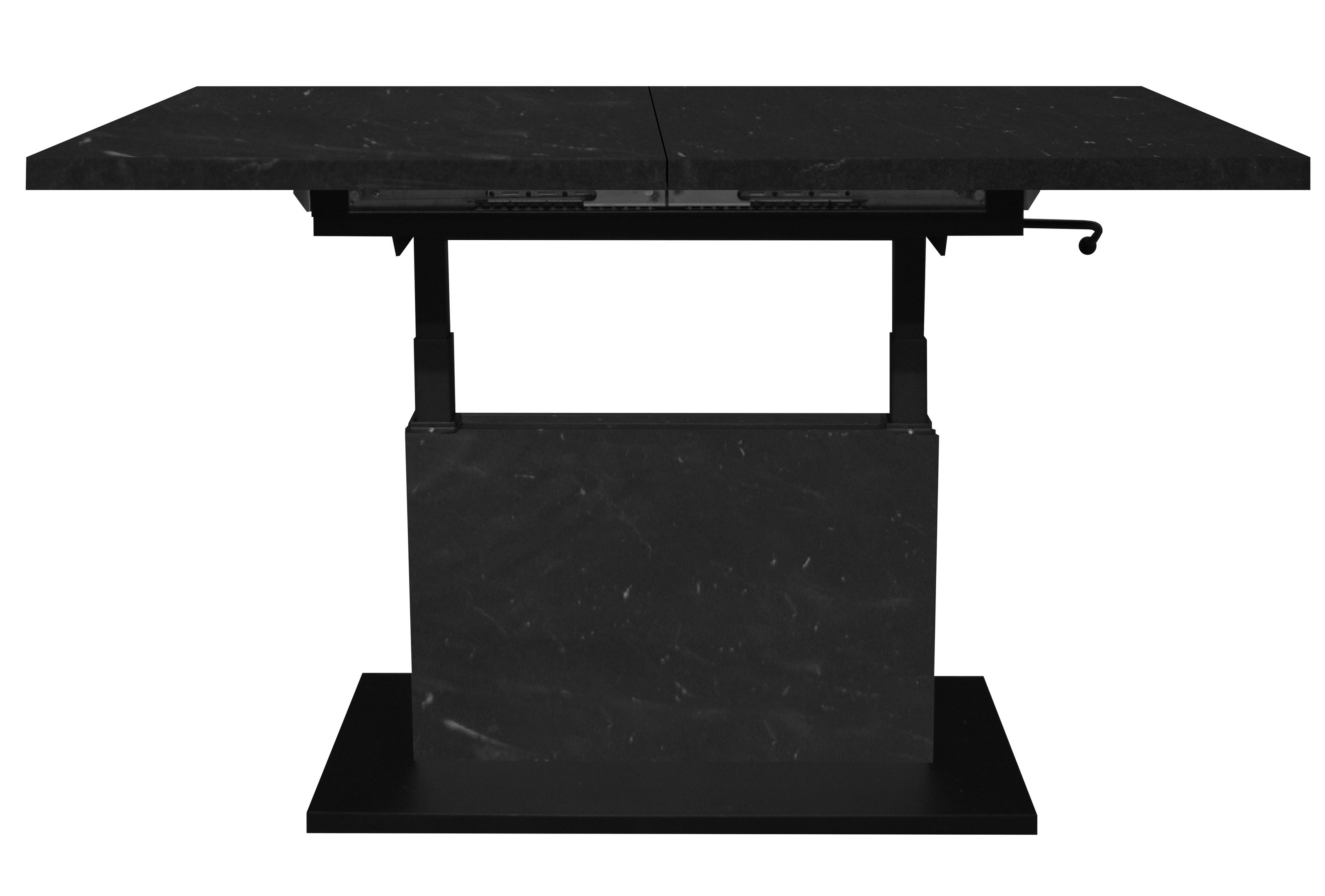 freiraum Couchtisch Lift, keramik optik schwarz / schwarz - 120/160x59/75x60cm (BxHxT)