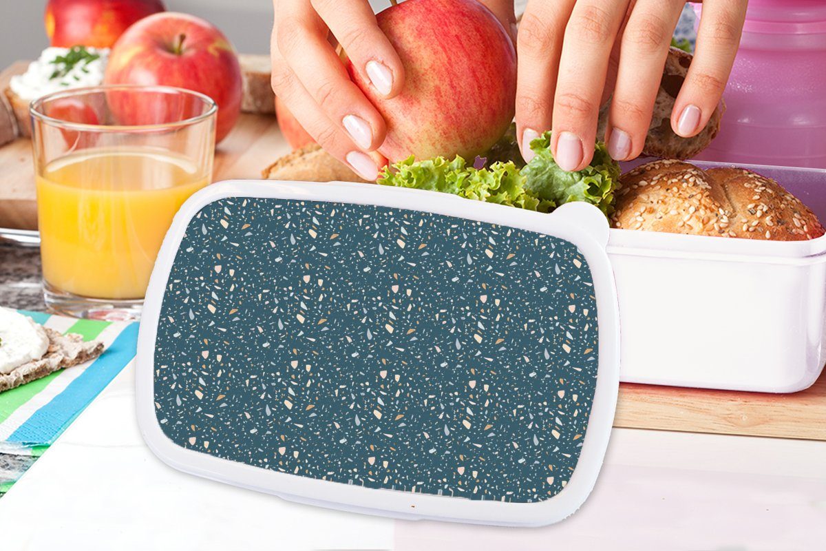 MuchoWow Lunchbox Textur - Terazzo Muster, und Kunststoff, Kinder (2-tlg), für Brotbox für weiß - Erwachsene, Brotdose, und Jungs Mädchen