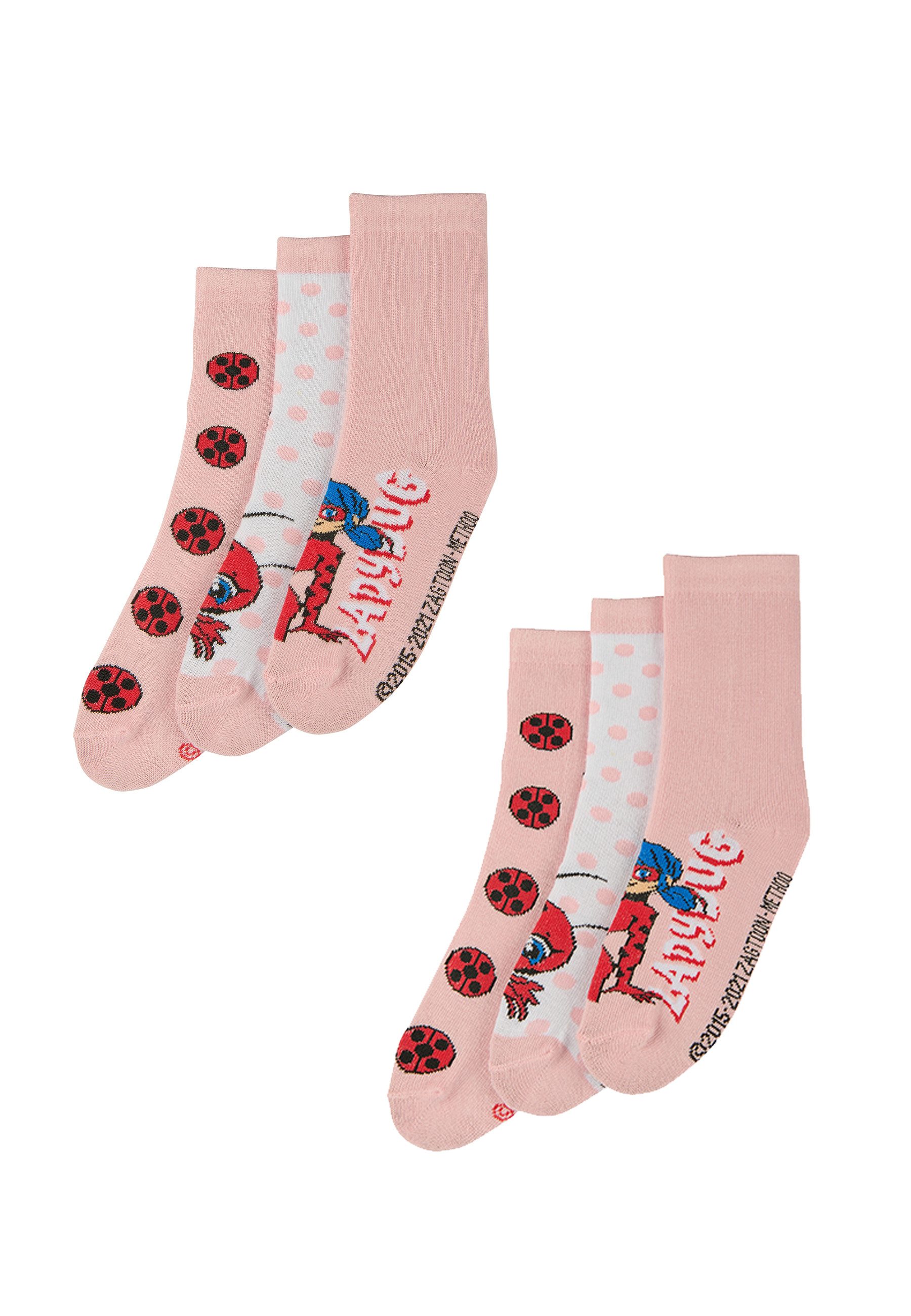 ONOMATO! Socken Miraculous Lady Bug Kinder Mädchen Socken 6er Pack (6-Paar)