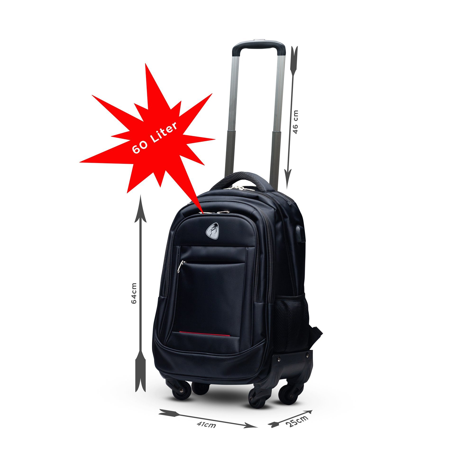 mit +60L) Business-Trolley Rucksack (40L Set BLITZER Business Funktion Trolley im