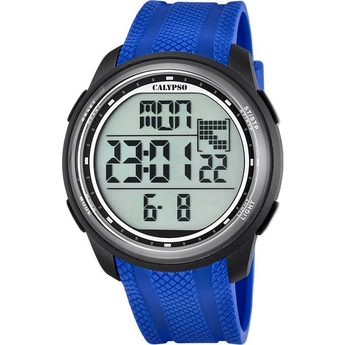 CALYPSO WATCHES Digitaluhr Calypso Herren Uhr K5704/3 Kunststoff PUR (Armbanduhr) Herren Armbanduhr rund PURarmband blau Sport