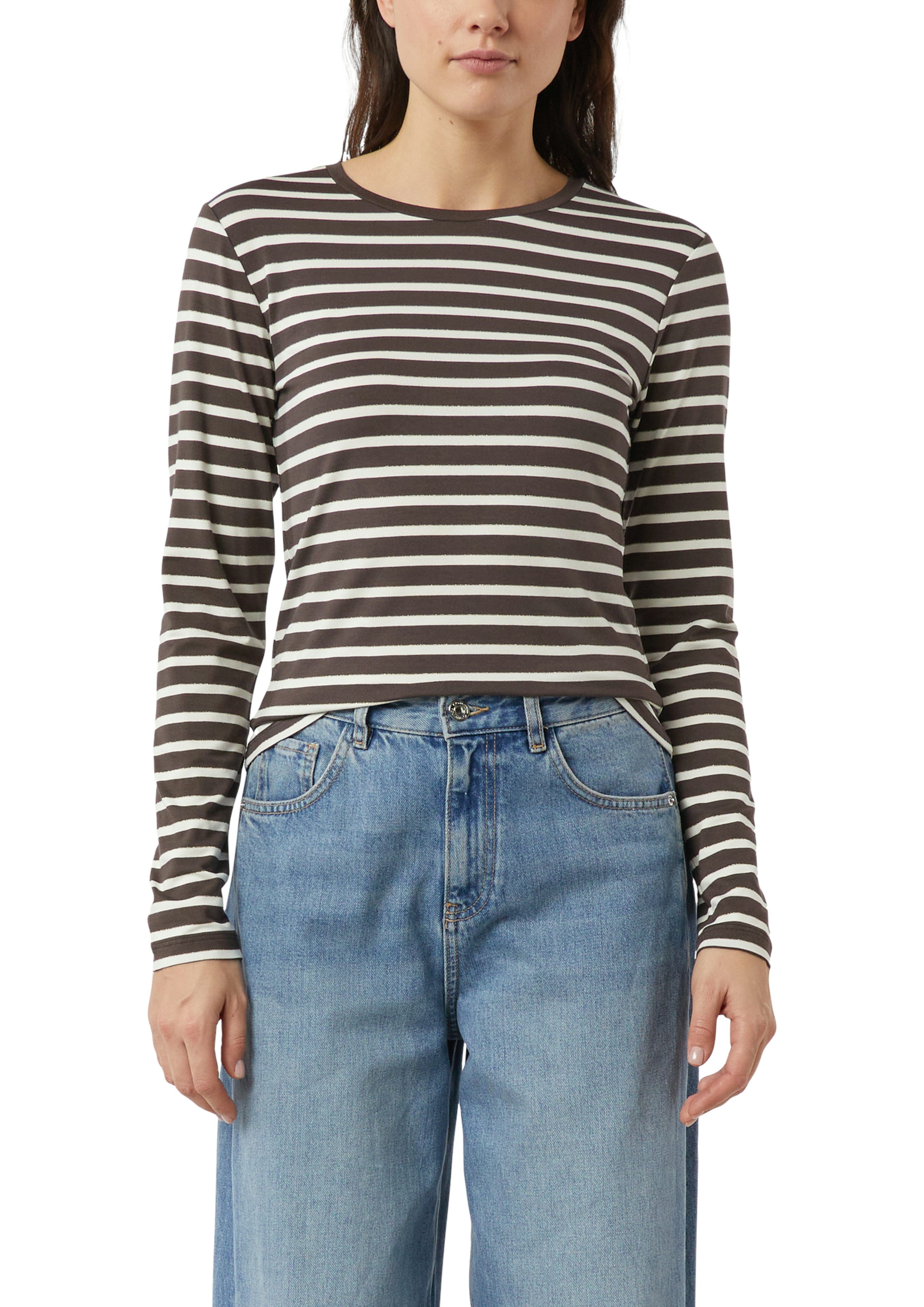 comma Langarmshirt geringelt, mit Glitzer-Fäden günstig online kaufen