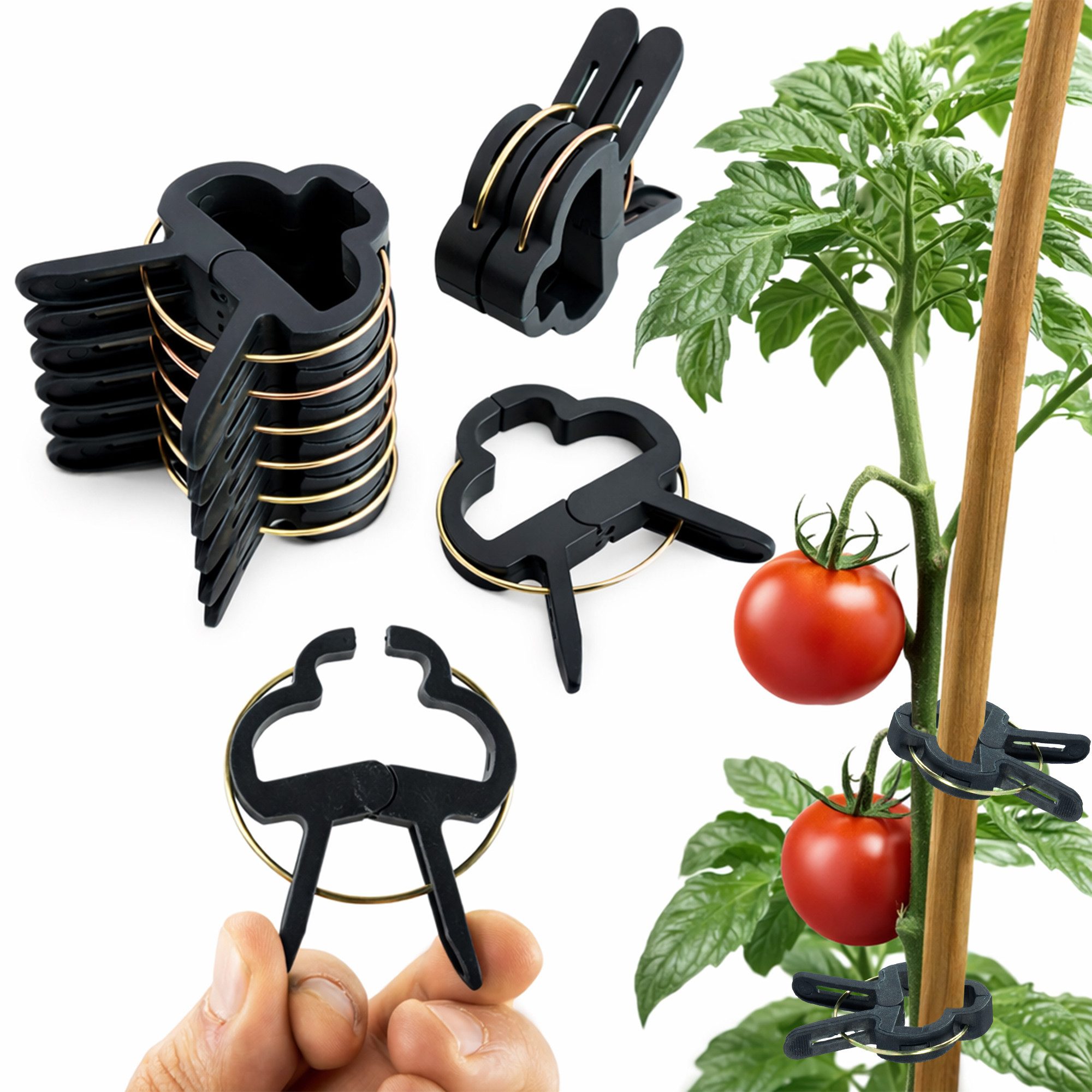 ECENCE Gartenpflege-Set 60x Pflanzenclips groß Pflanzenklammern für