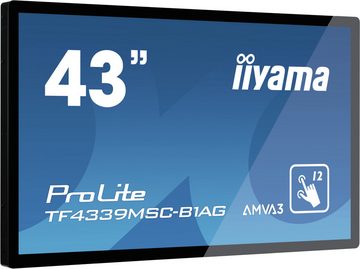 Iiyama TF4339MSC-B1AG 43IN 1920X1080 340CD TFT-Monitor (1920 x 1080 px, Full HD, 8 ms Reaktionszeit, 60 Hz, AMVA3, Touchscreen, Eingebautes Mikrofon, Lautsprecher, HDCP)