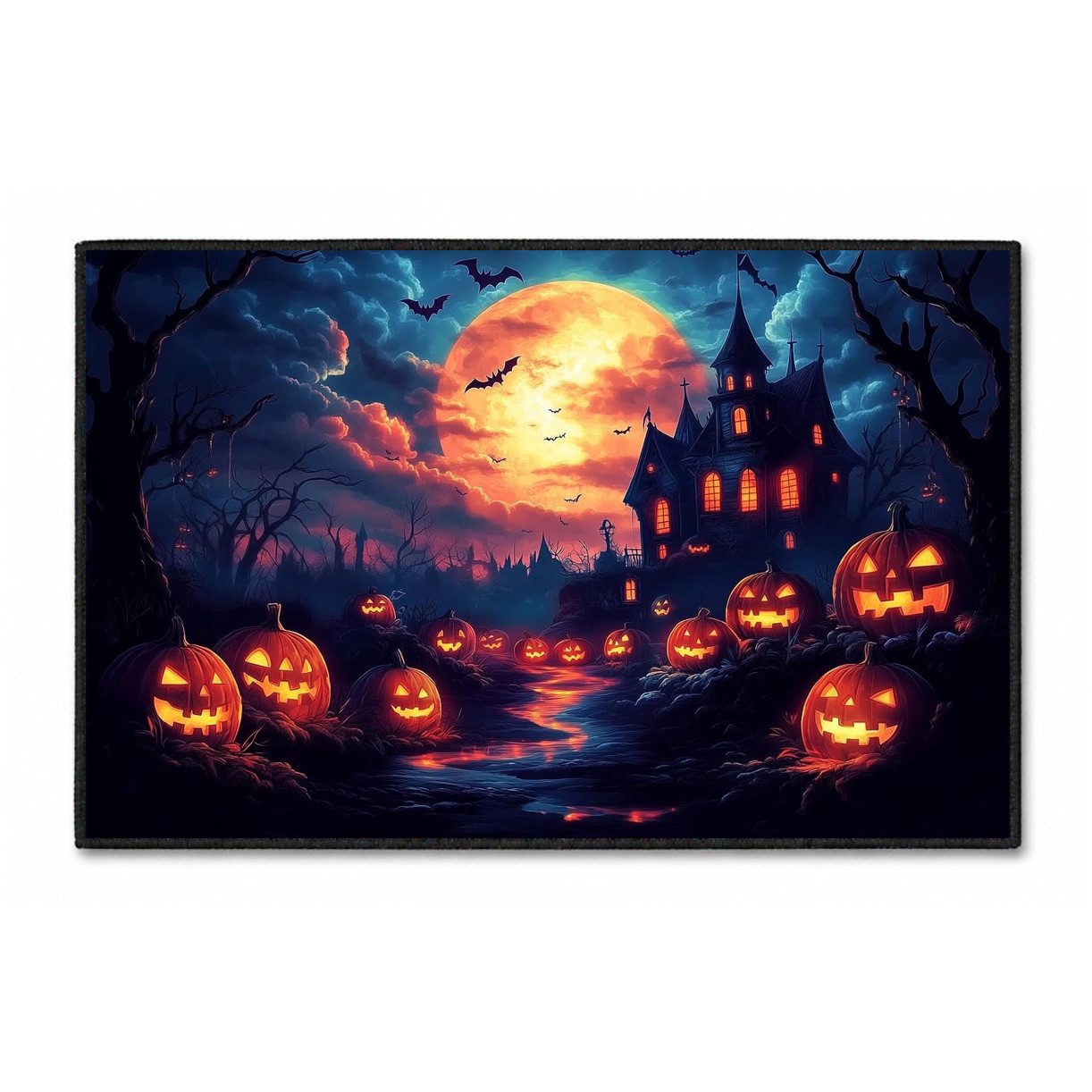 Jumpeak Teppich Halloween-Kürbis-Teppiche