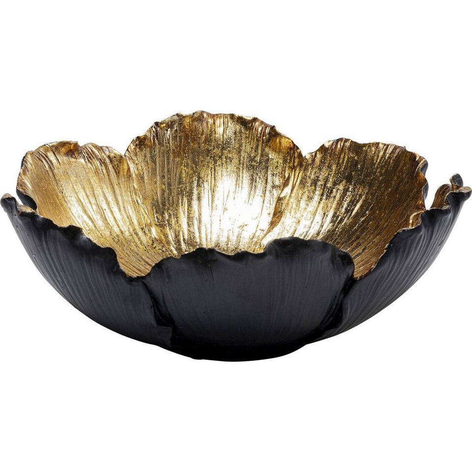 KARE Dekoschale Flower Bloom, Dekorative Schale in Schwarz und Gold, 9.5 x  23.8 x 25.4 Zentimeter (H/B/T)