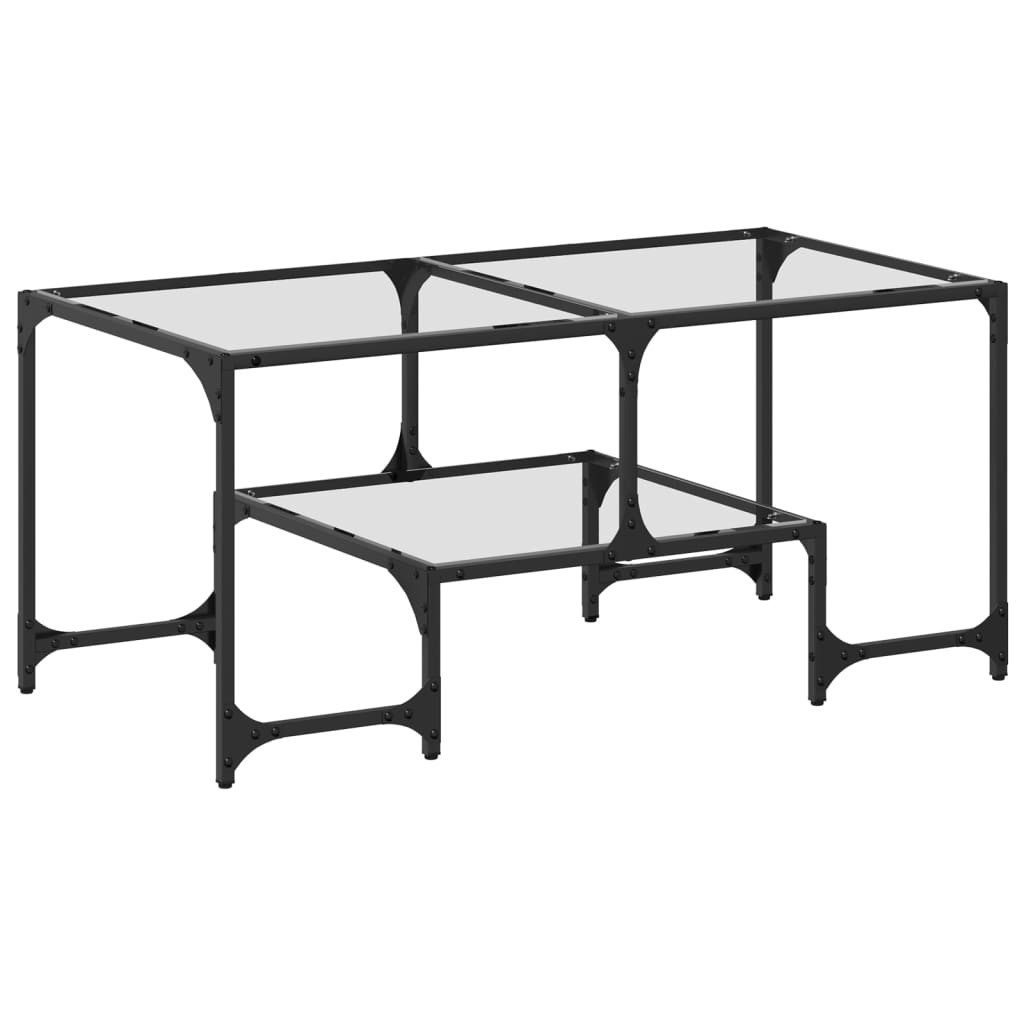 vidaXL Couchtisch Couchtisch mit Glasplatte Transparent 98,5x50x45 cm Stahl (1-St)