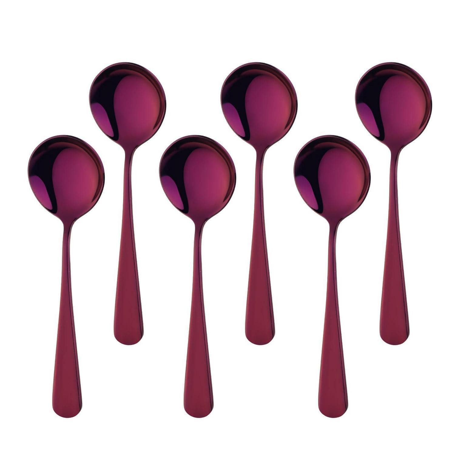 LuxusKollektion Esslöffel Ssupenlöffel Edelstahl 6er Set Violett