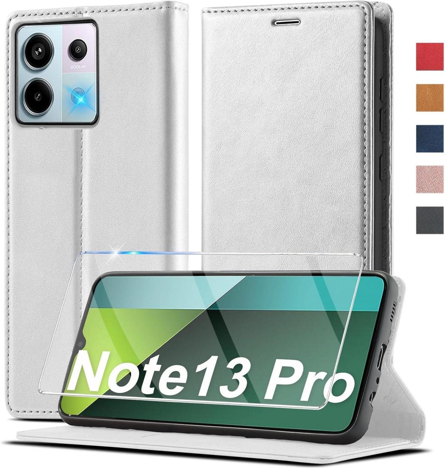 LuxusKollektion Handyhülle Handyhülle für Redmi Note 13 Pro 5G, Leder Klapphülle mit Ständer und