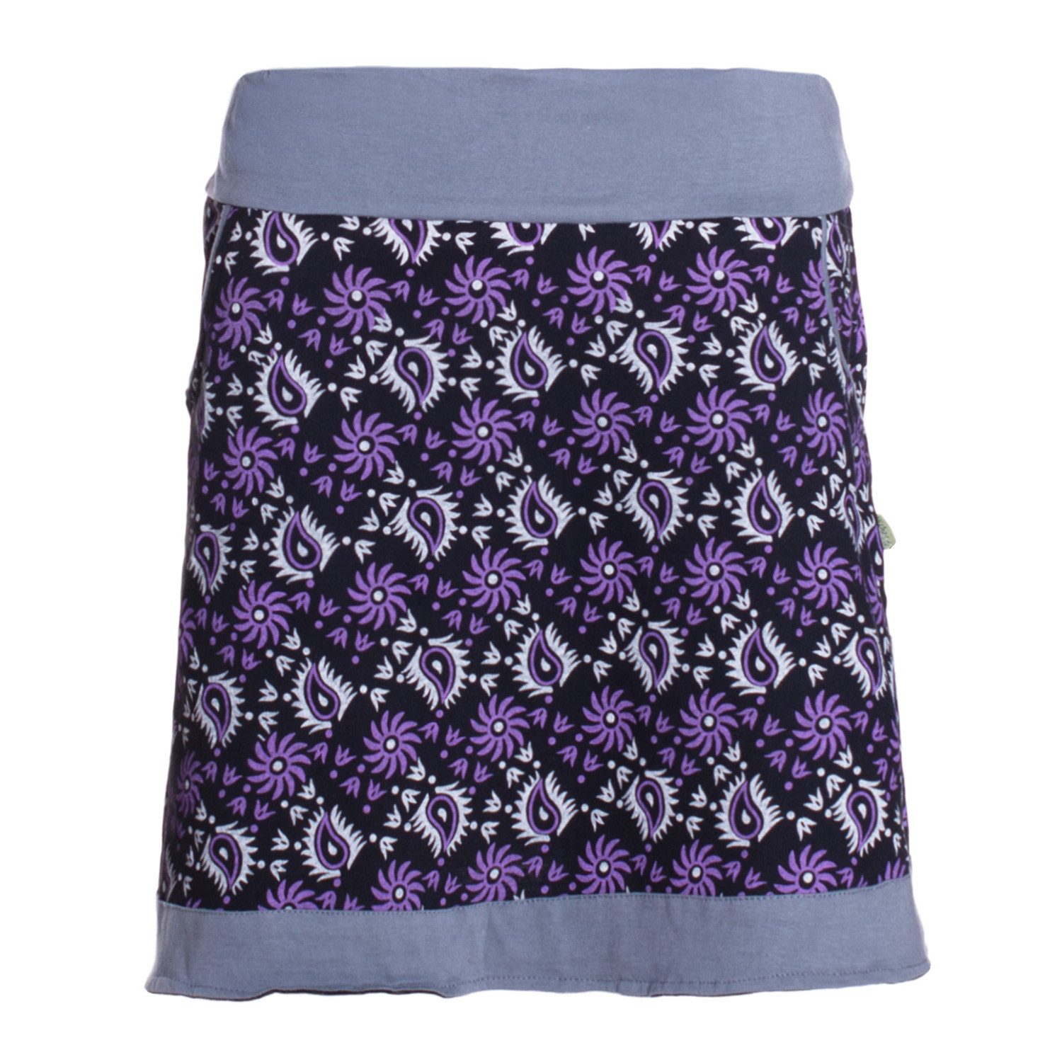 Minirock Damen A-Line Rock Baumwolle Paisley-Druck elastischer Bund mit Taschen