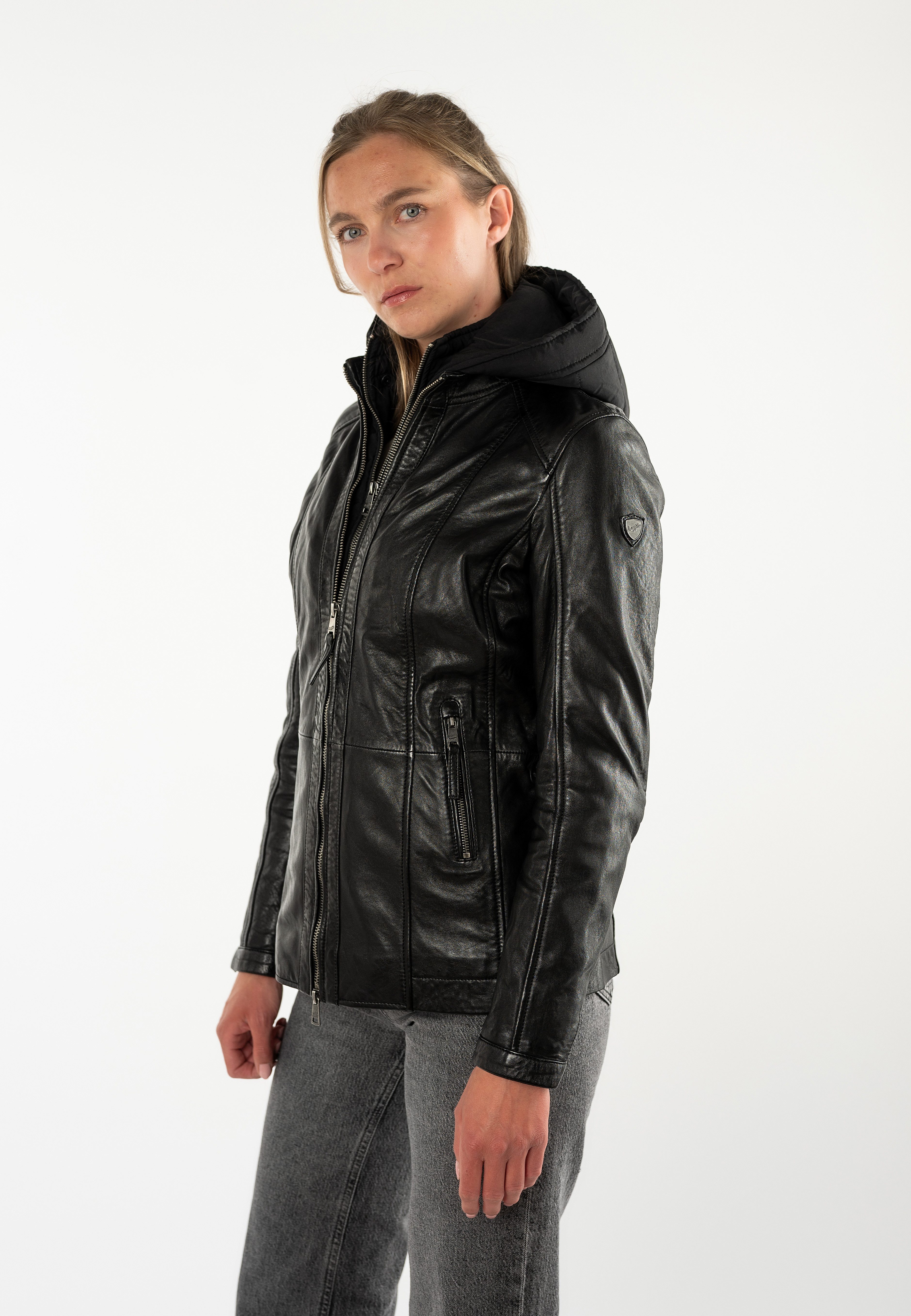 Mauritius Lederjacke MWIvara mit abnehmbarer Kapuze – Bild 4 von 5
