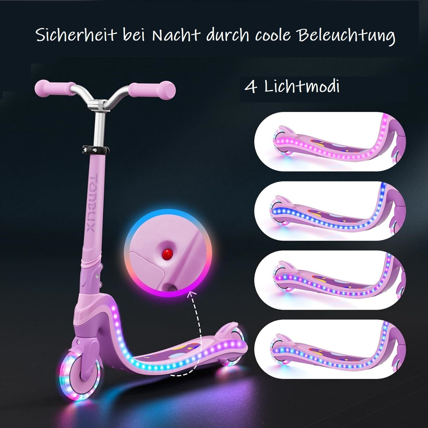 TONBUX Scooter Kinderroller mit coolem beleuchteten Brett und PU-Rädern