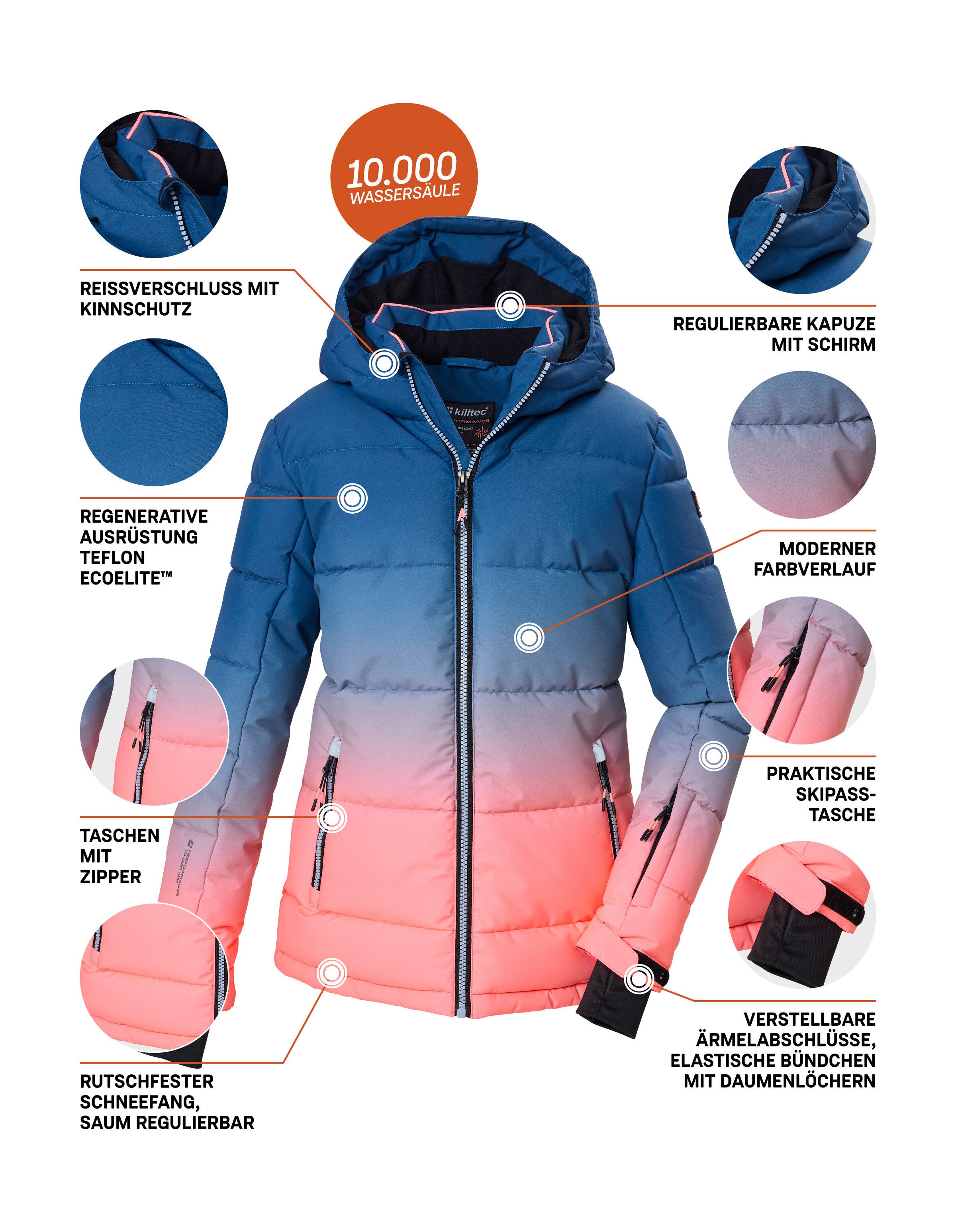 Killtec Skijacke KSW 330 GRLS SKI QLTD JCKT Wasserabweisende Winterjacke, atmungsaktiv, verstellbare Kapuze – Bild 5 von 5