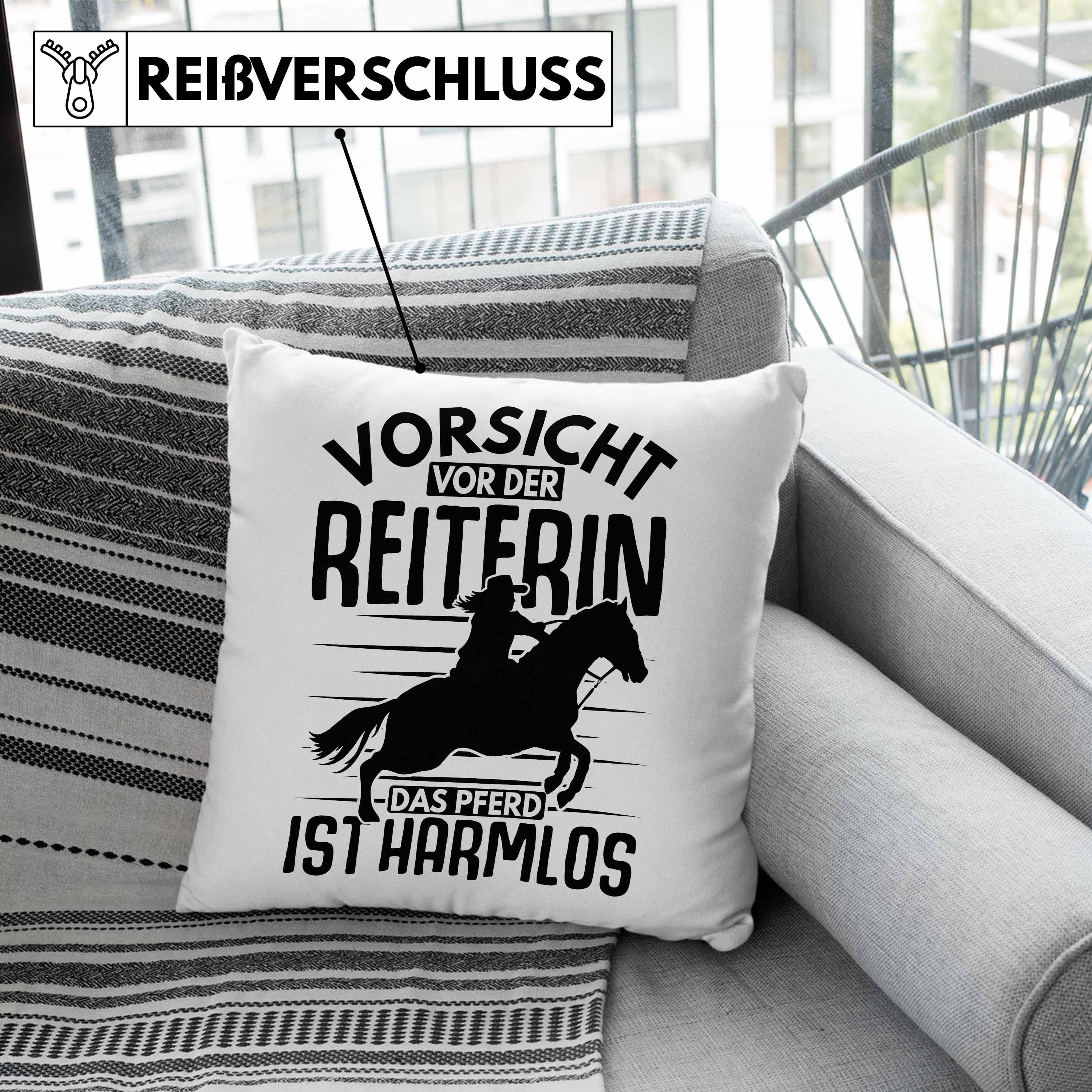 Grün mit Reiter Reiten Geschenk Dekokissen 40x40 Füllung Sprüche Trendation Pferde Lustige Trendation Geschenkidee Reiterin Zum Kissen Mädchen Dekokissen Geboren -